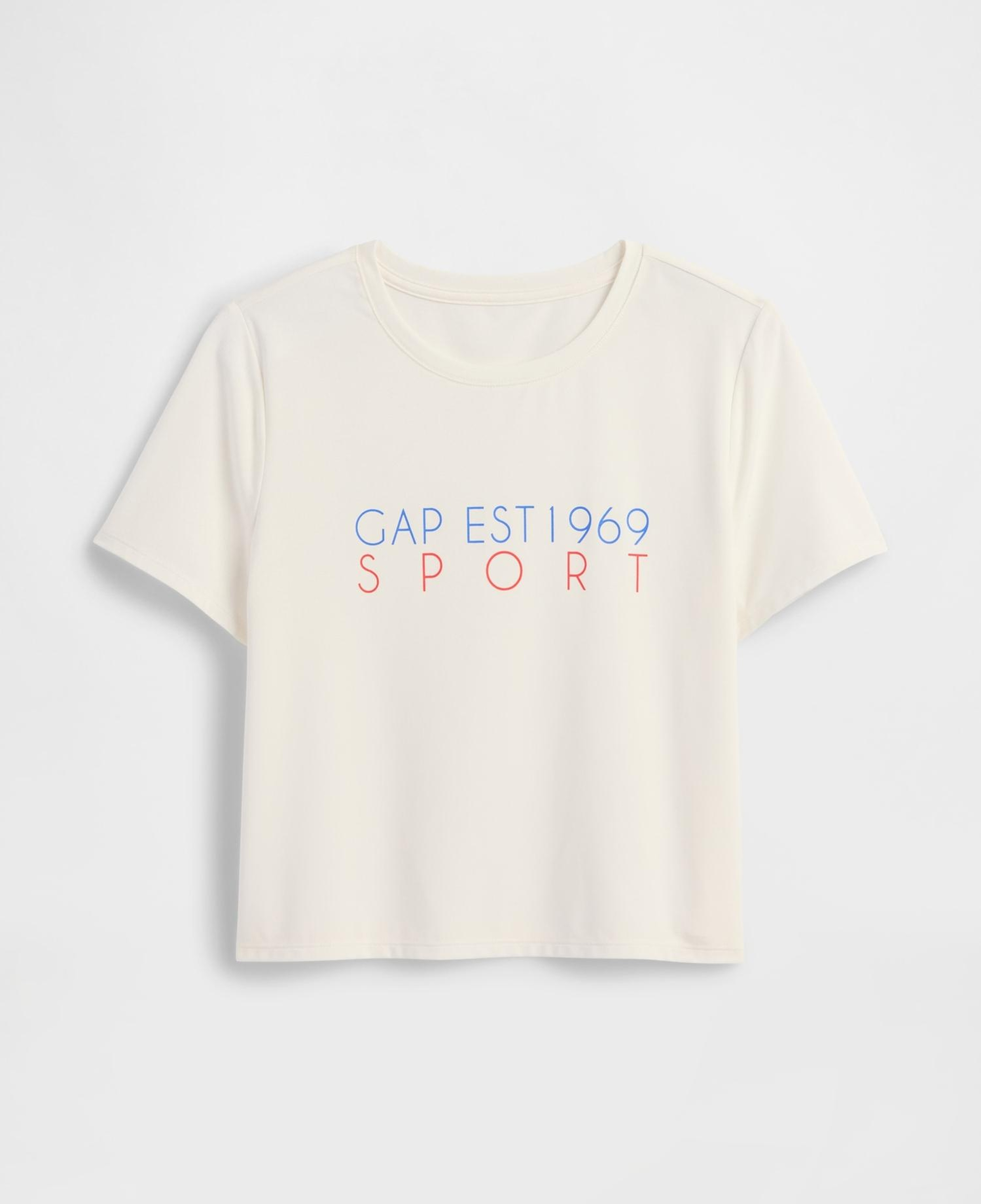 Kadın Krem GapFit Brushed Jersey Crop T-Shirt