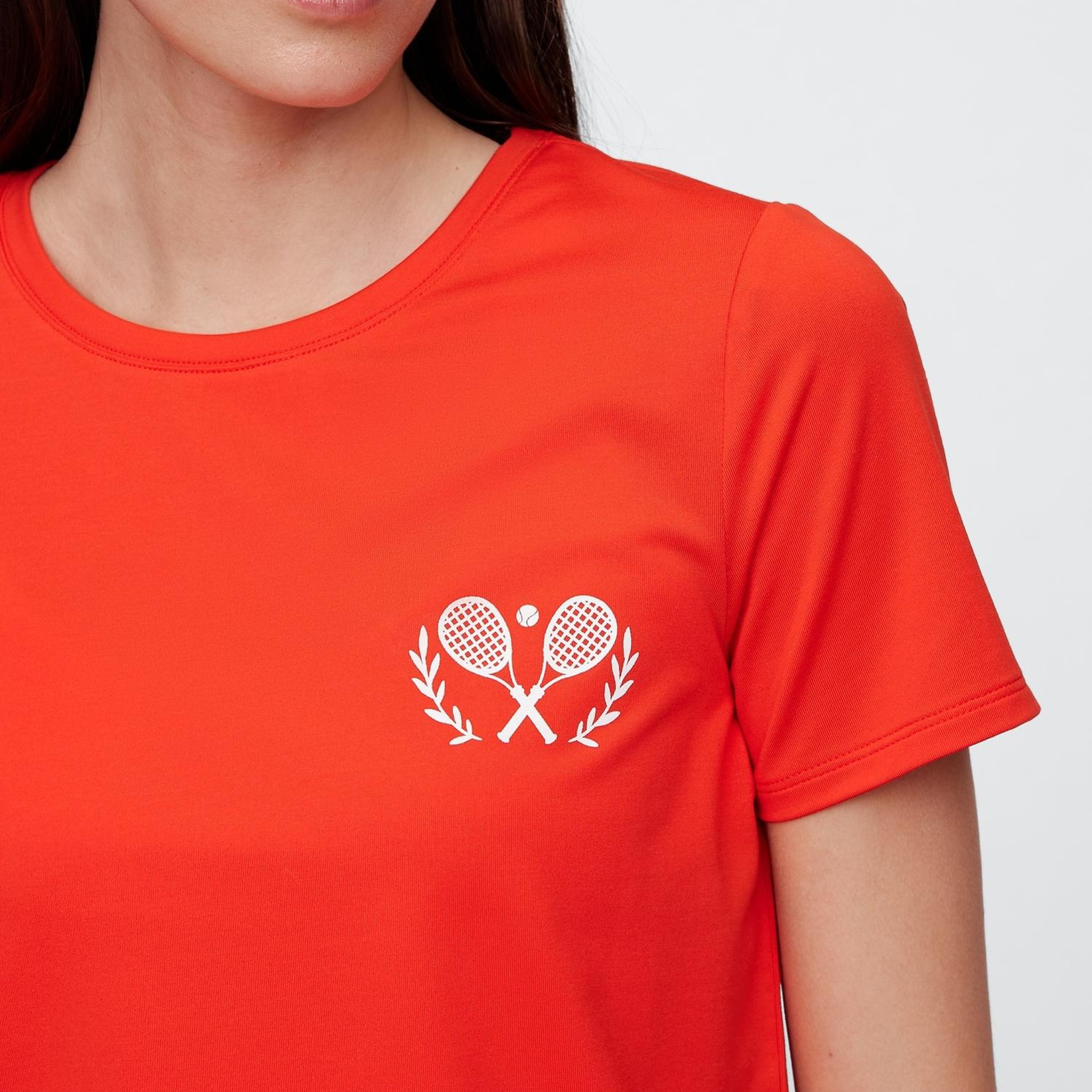 Kadın Kırmızı GapFit Brushed Jersey Crop T-Shirt