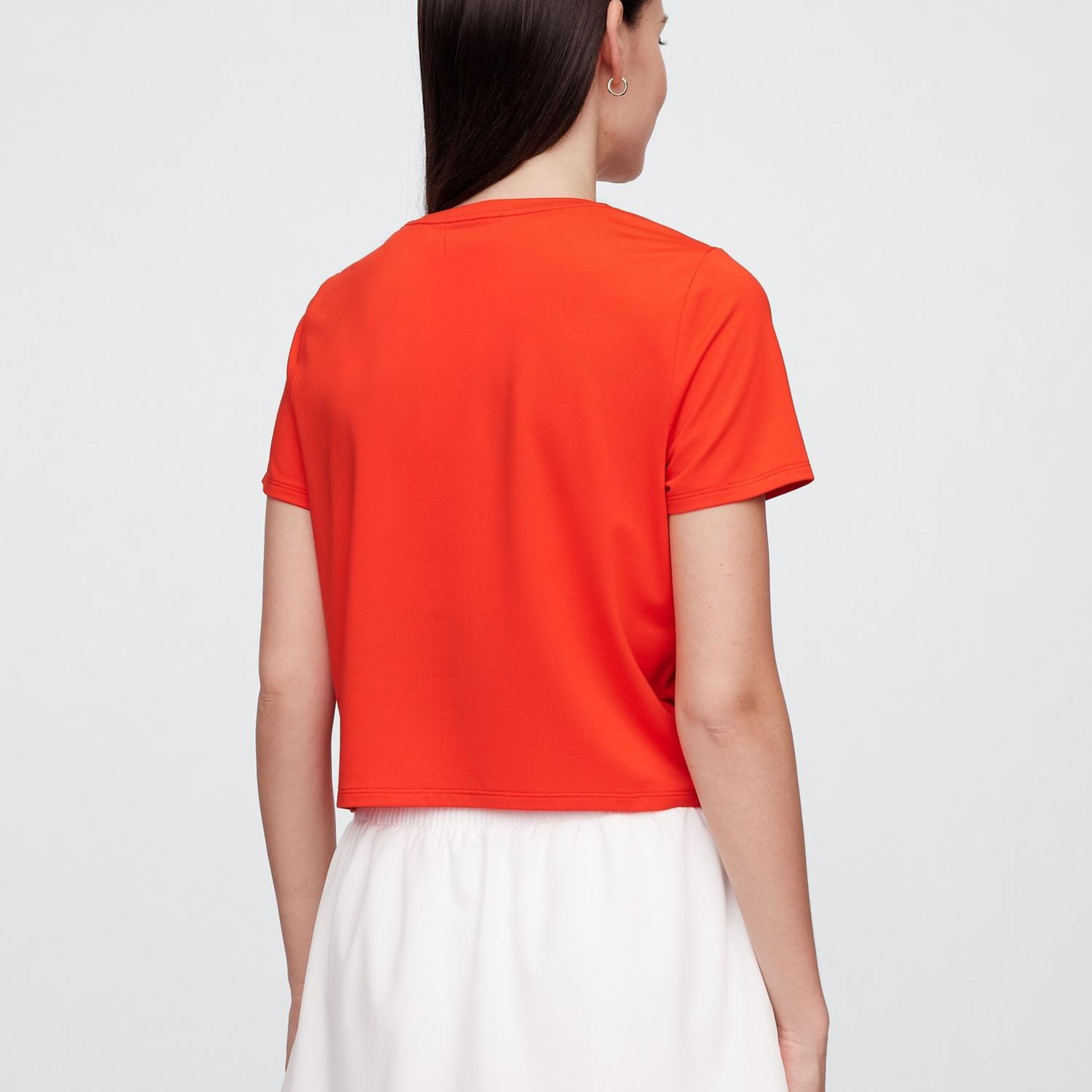 Kadın Kırmızı GapFit Brushed Jersey Crop T-Shirt