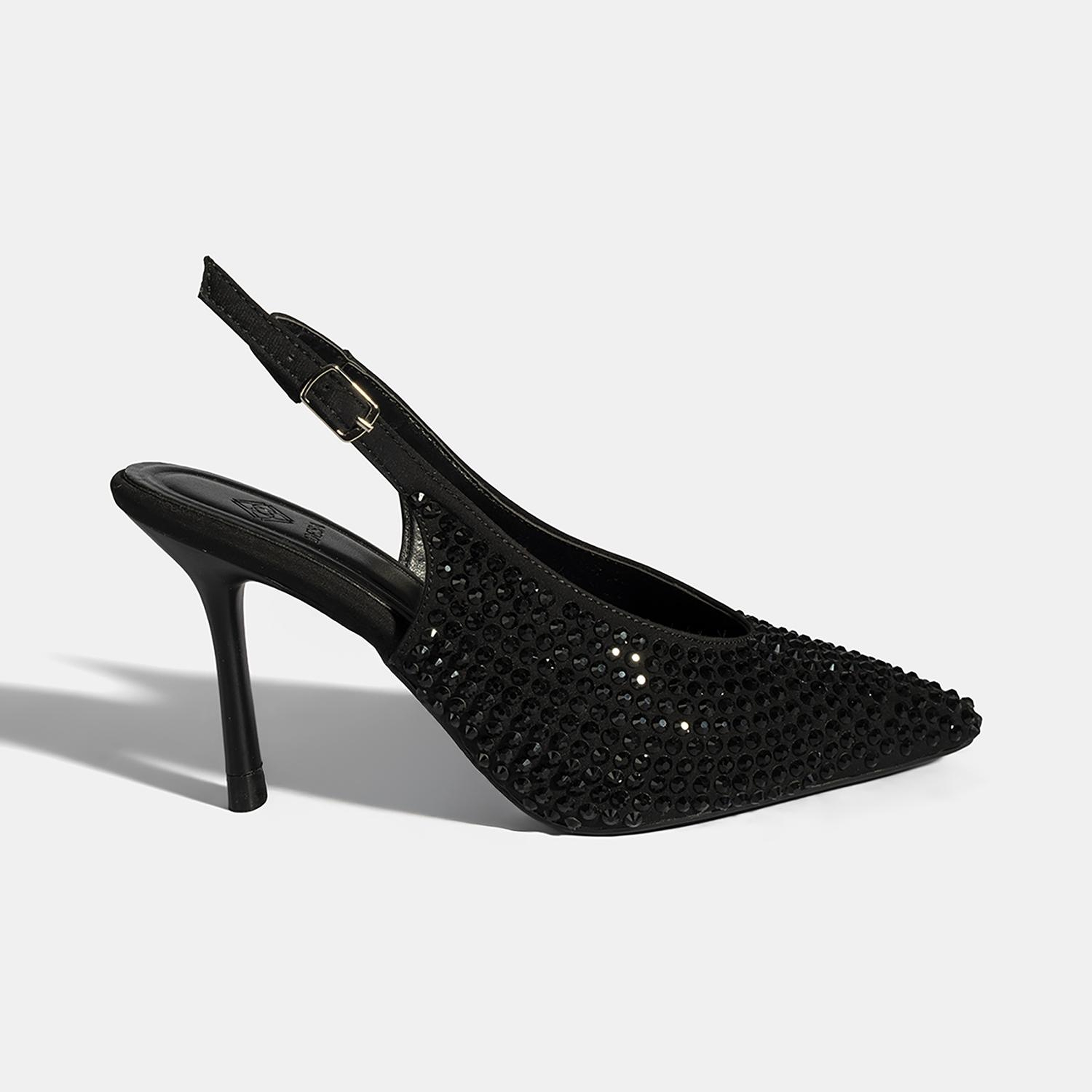 Kadın Siyah Ayarlanabilir Metal Tokalı Taşlı Abiye Ayakkabı