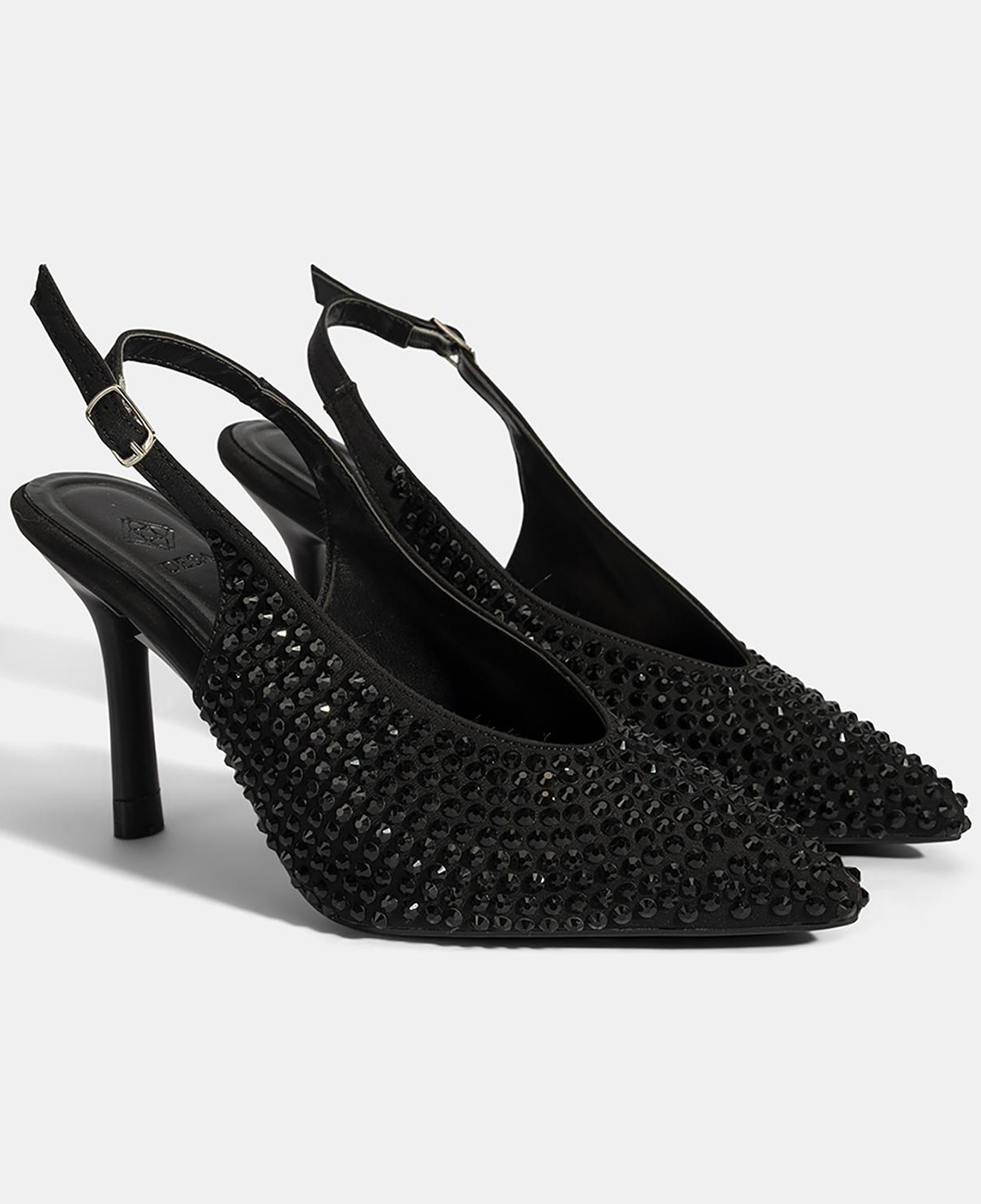 Kadın Siyah Ayarlanabilir Metal Tokalı Taşlı Abiye Ayakkabı