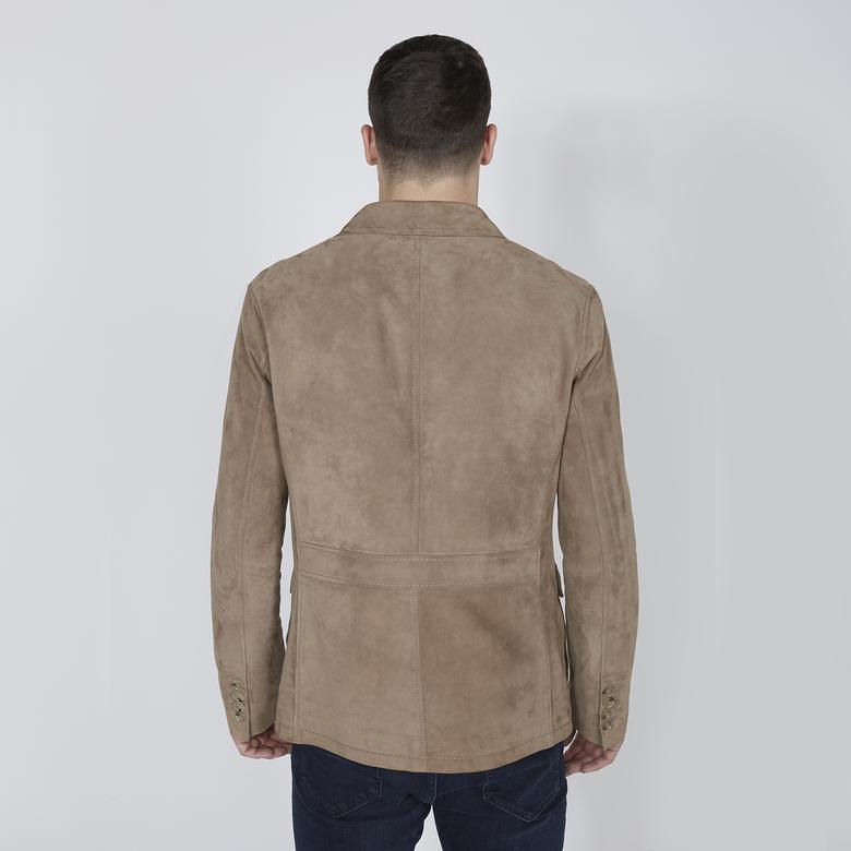 Antonin Bej Erkek Süet Safari Deri Ceket