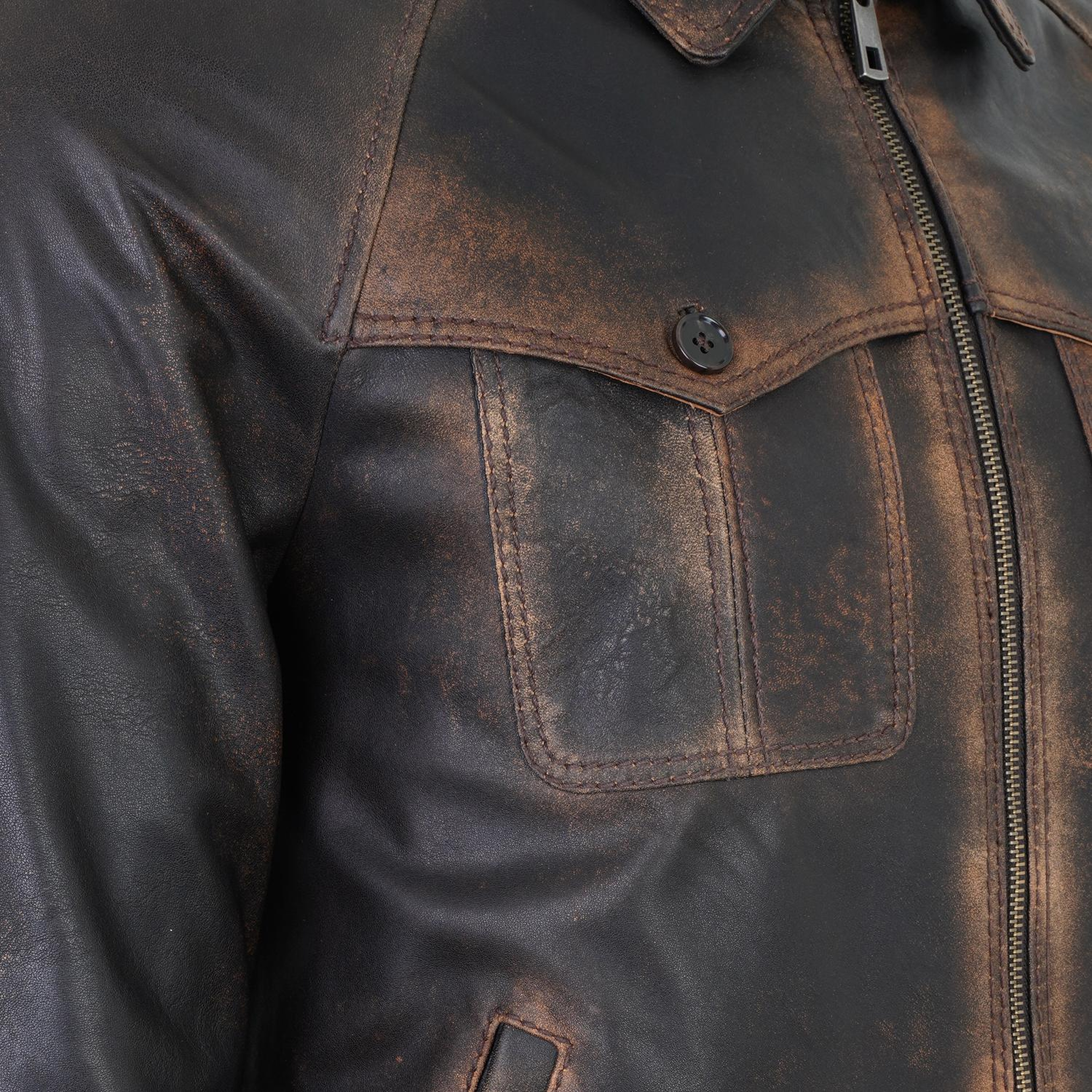 Akon Kahve Erkek Vintage Deri Mont