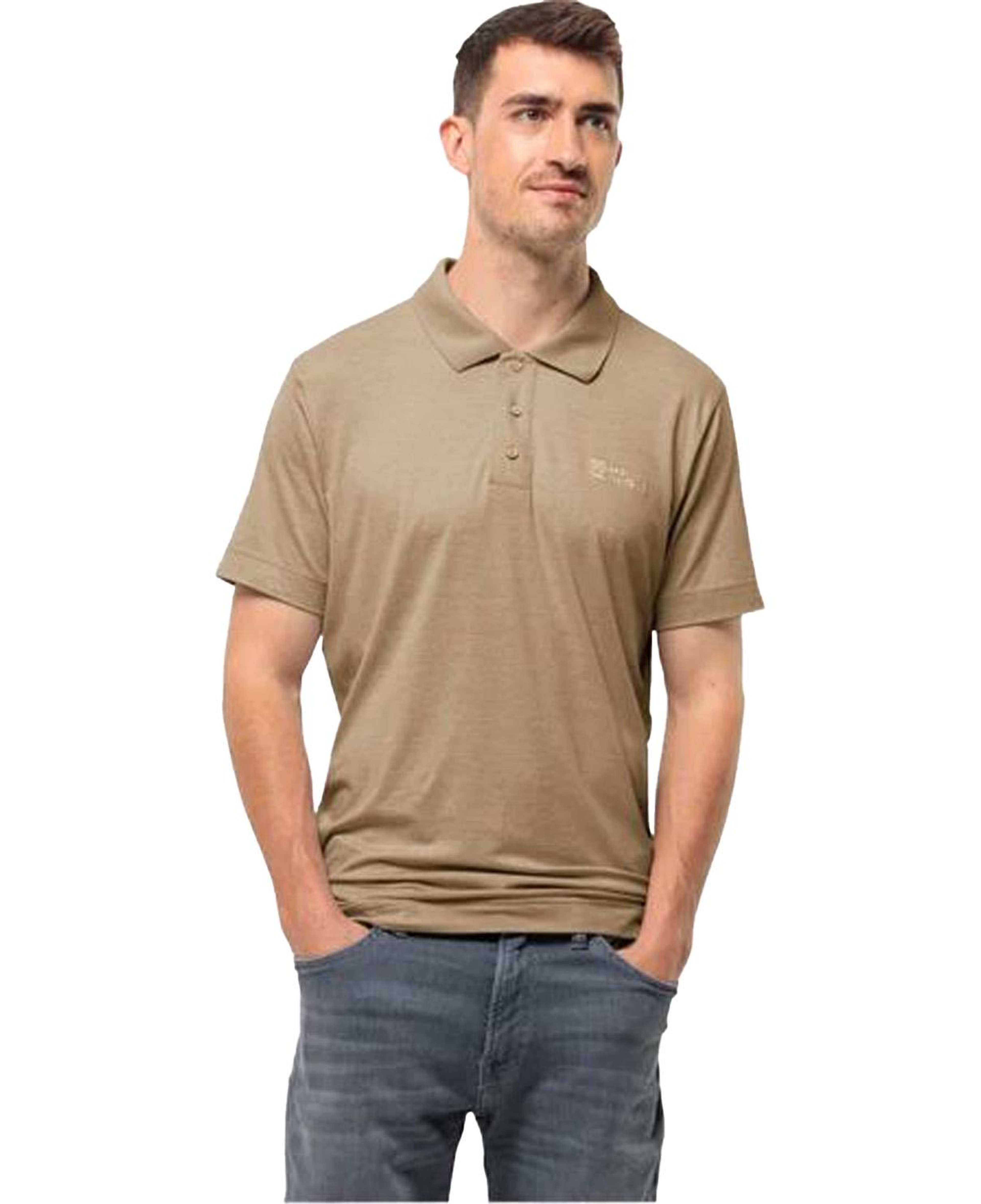 Jack Wolfskin Travel Erkek Bej Polo Tişört