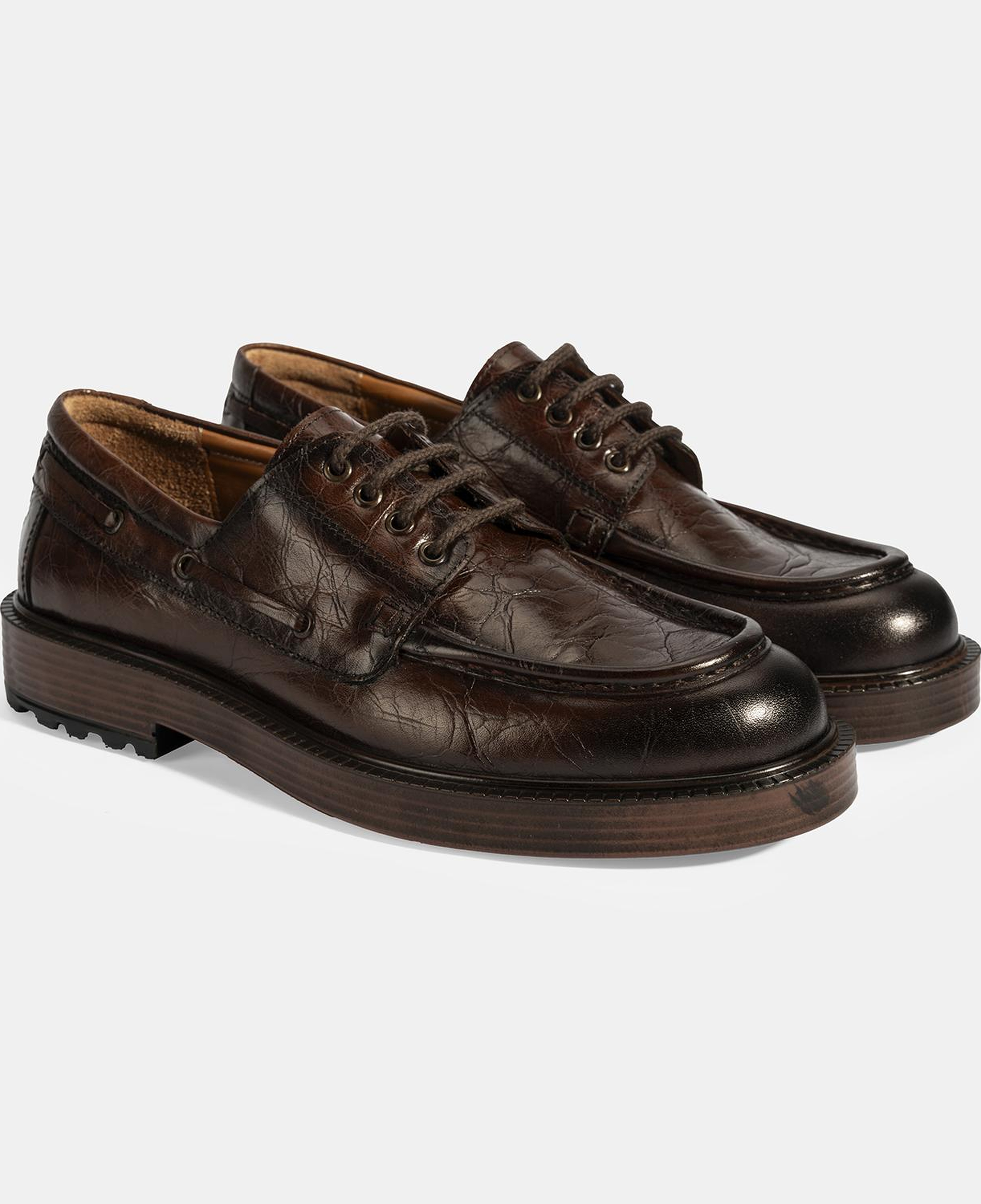 Erkek Kahve Bağcıklı Deri Günlük Ayakkabı