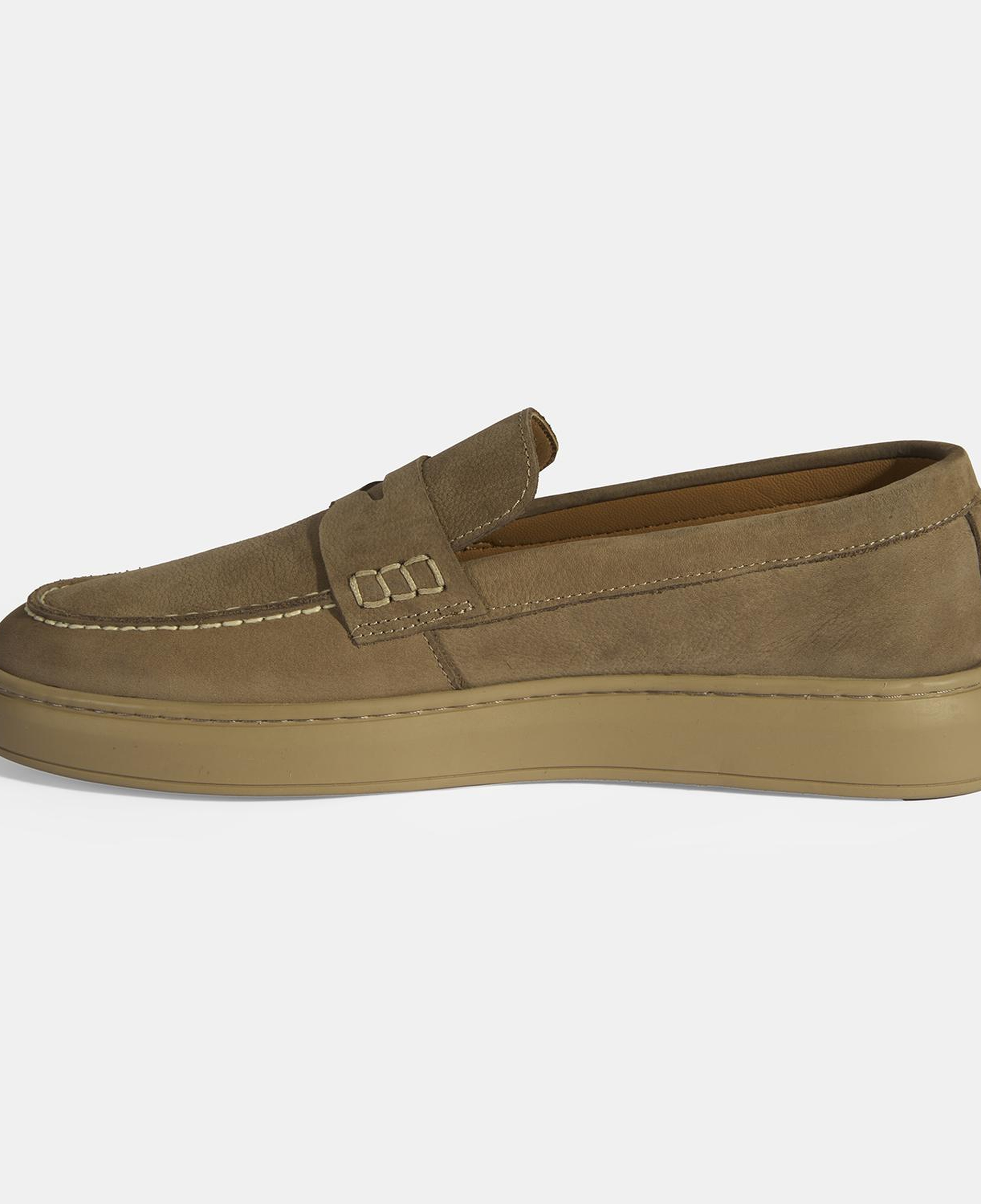 Erkek Bej Slip-On Nubuk Deri Loafer