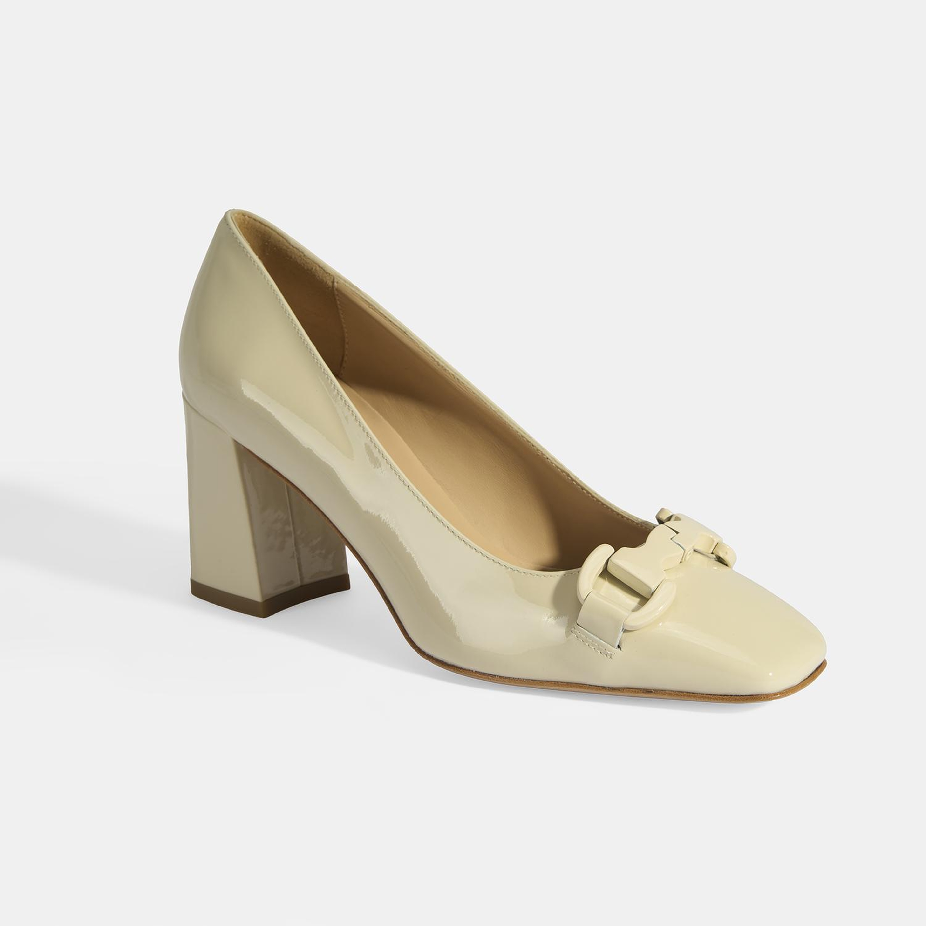 Luca Grossi Kadın Krem Toka Aksesuarlı Rugan Babet