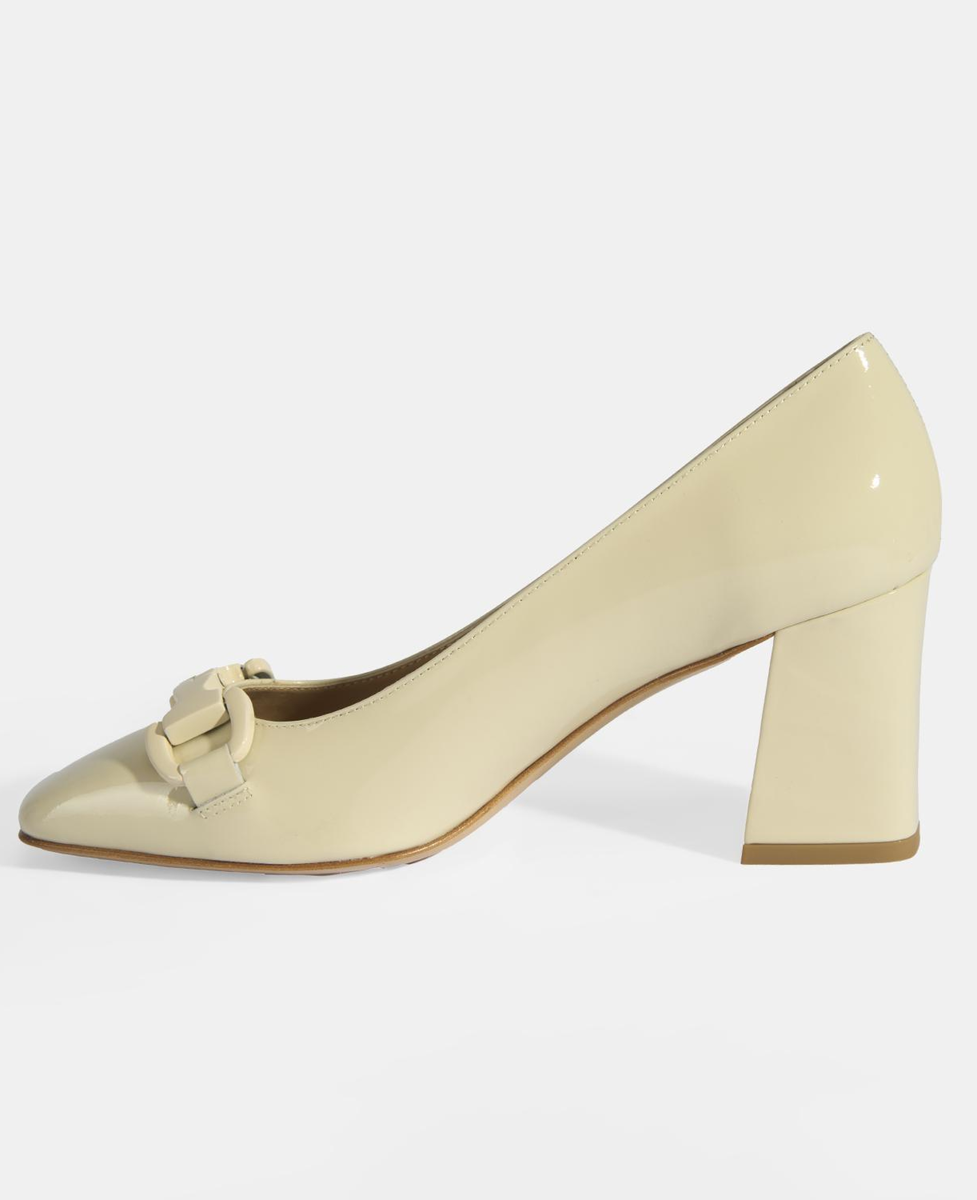 Luca Grossi Kadın Krem Toka Aksesuarlı Rugan Babet