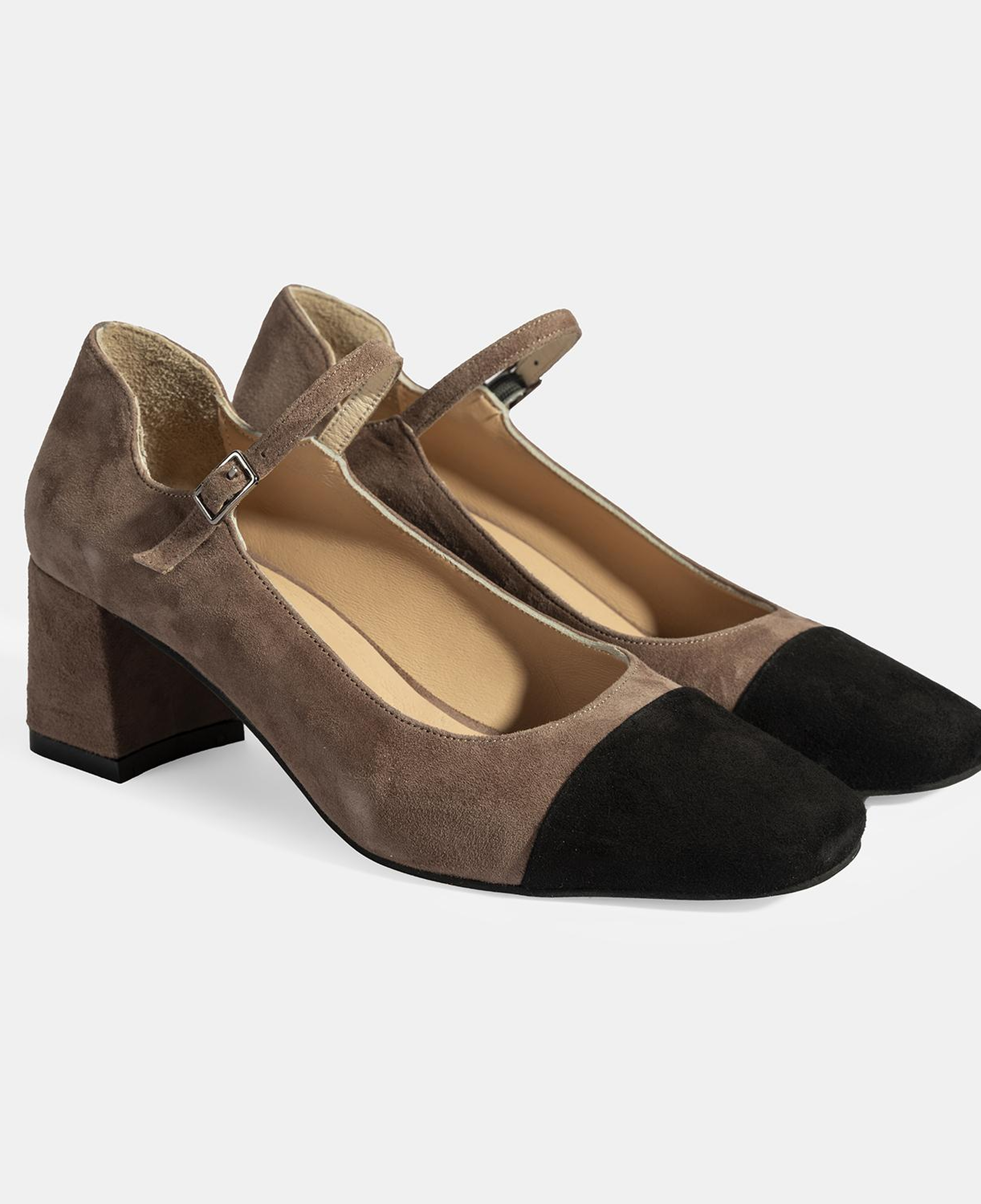 Kadın Vizon Ayarlanabilir Tokalı Süet Topuklu Ayakkabı