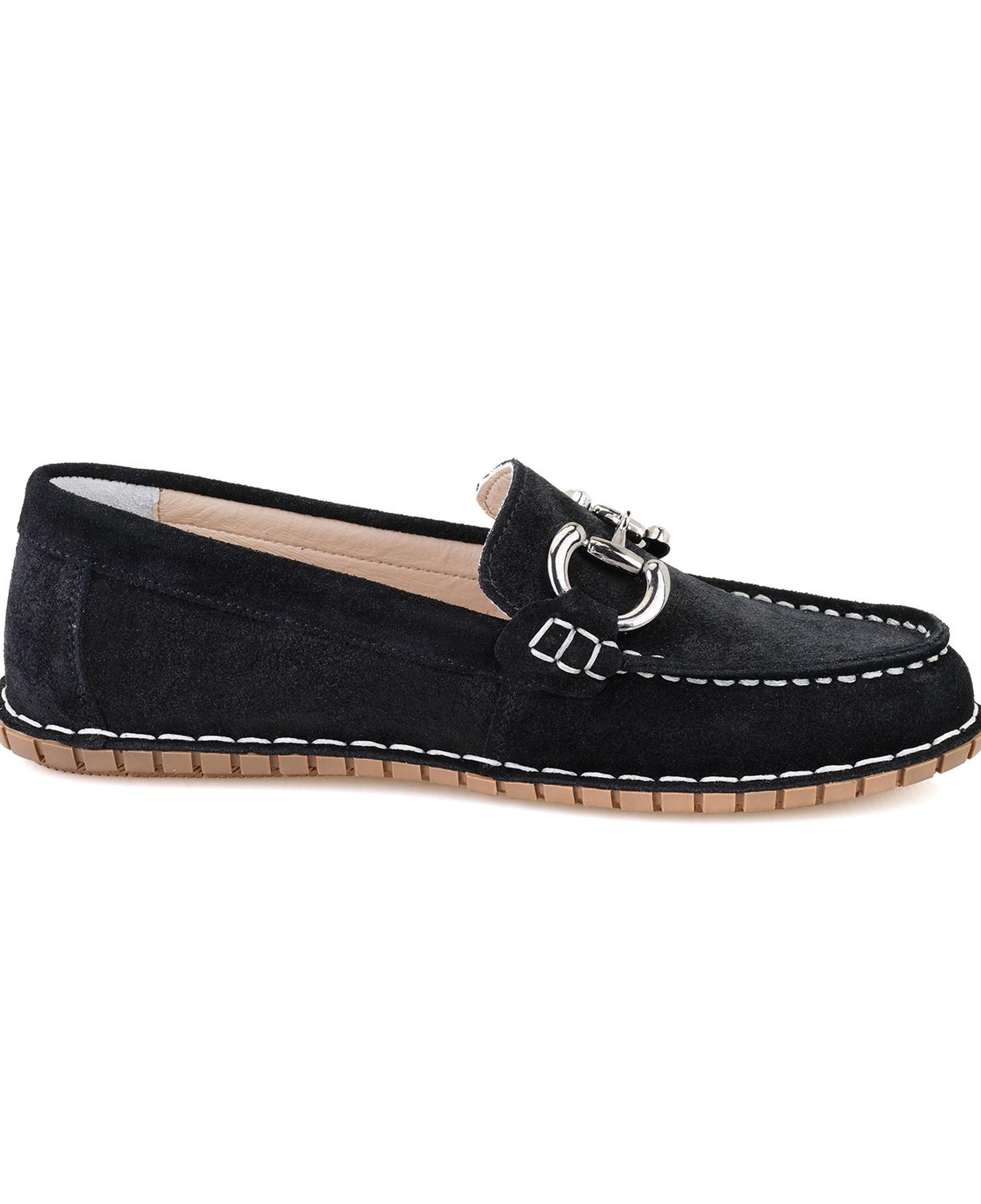 Kadın Siyah Toka Aksesuarlı DesaComfort Süet Deri Loafer