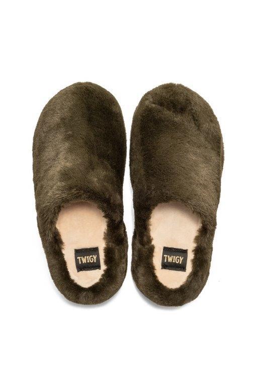 Lilo Peluş Kadın Topuklu Ev Terliği Haki 36/40