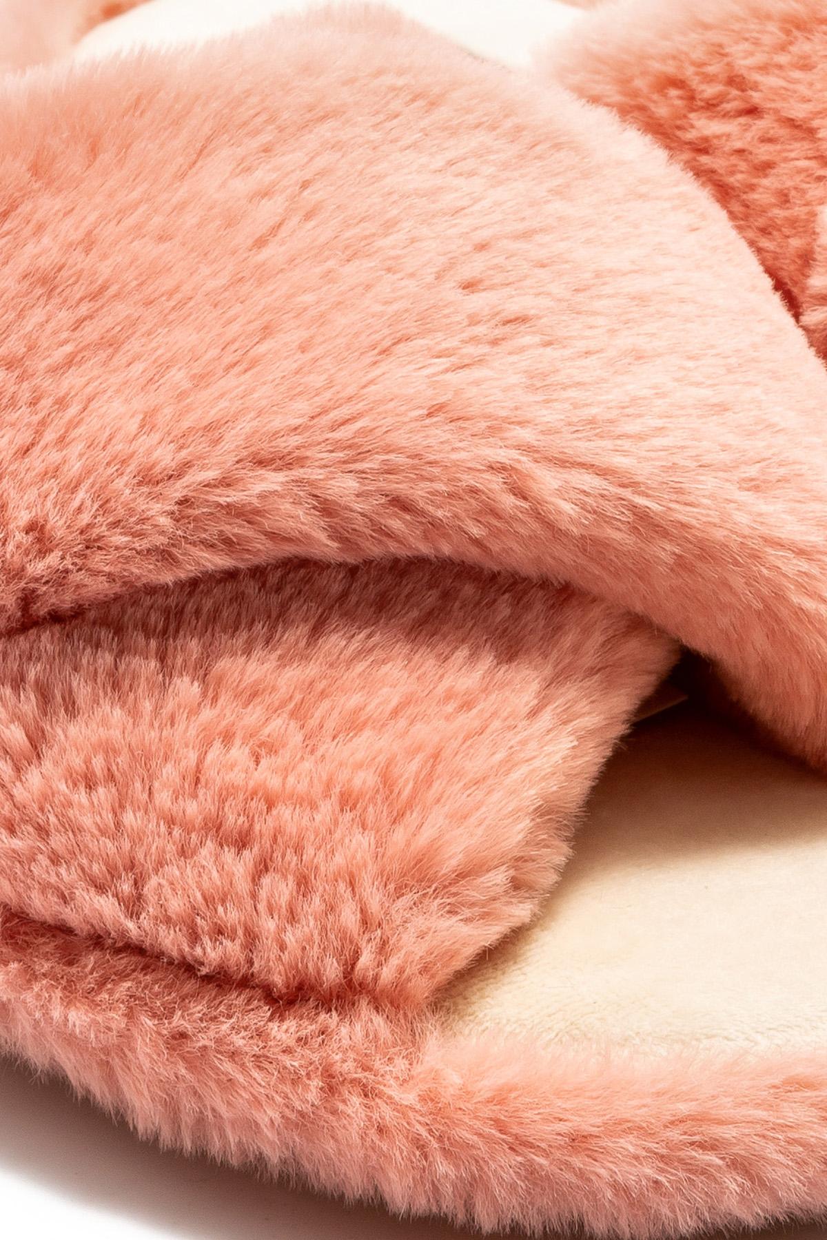 Çapraz Peluş Kadın Ev Terliği Pembe 36/41