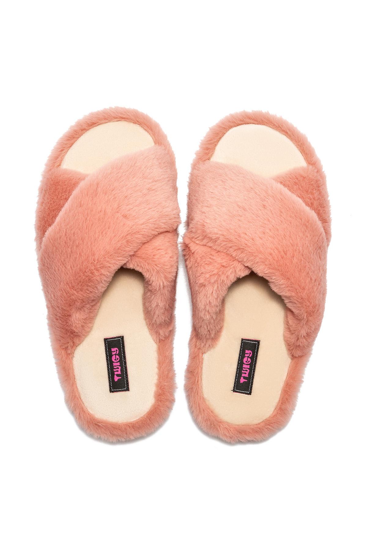 Çapraz Peluş Kadın Ev Terliği Pembe 36/41