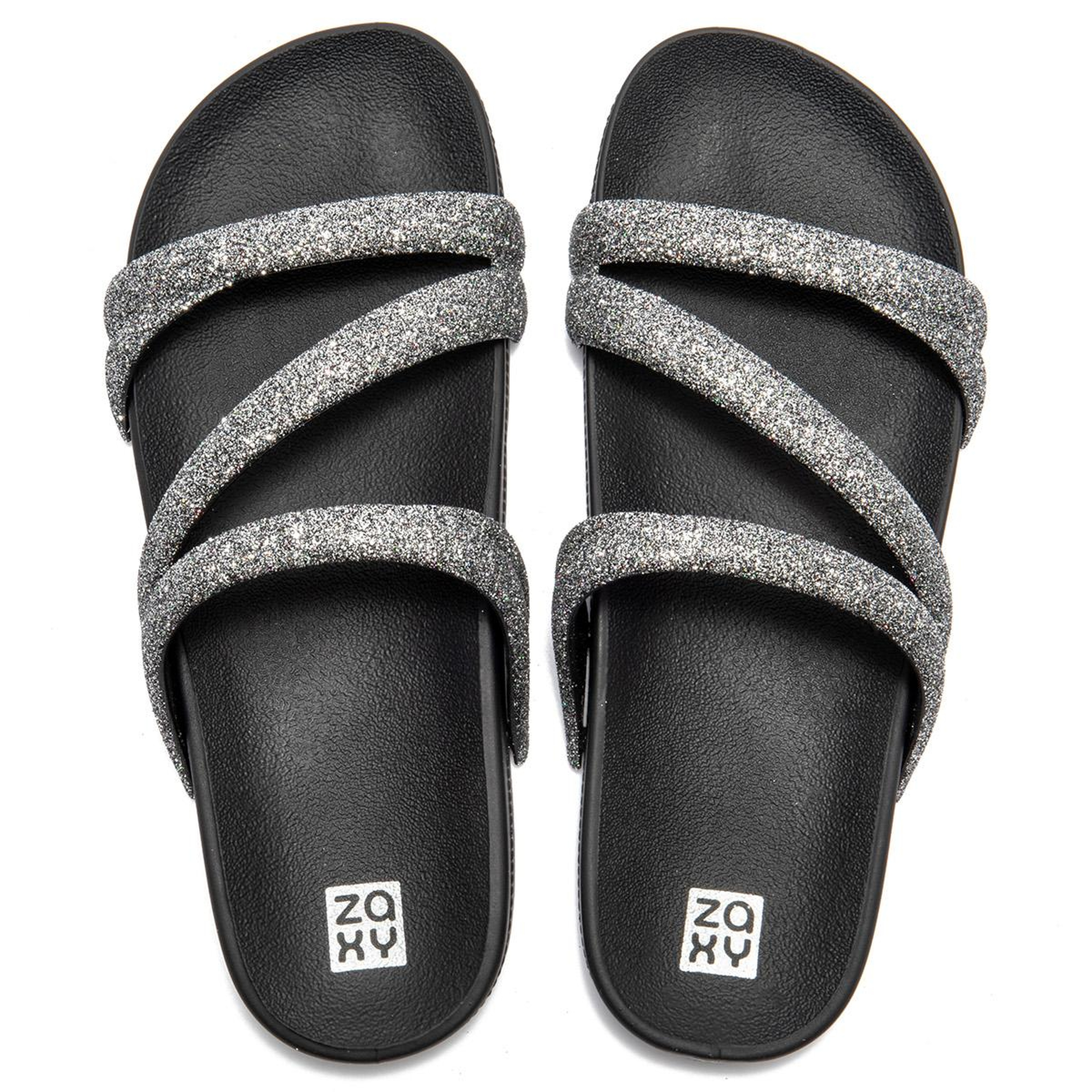 Glitter Tam Ad Kadın Terlik Gri Siyah 35/42