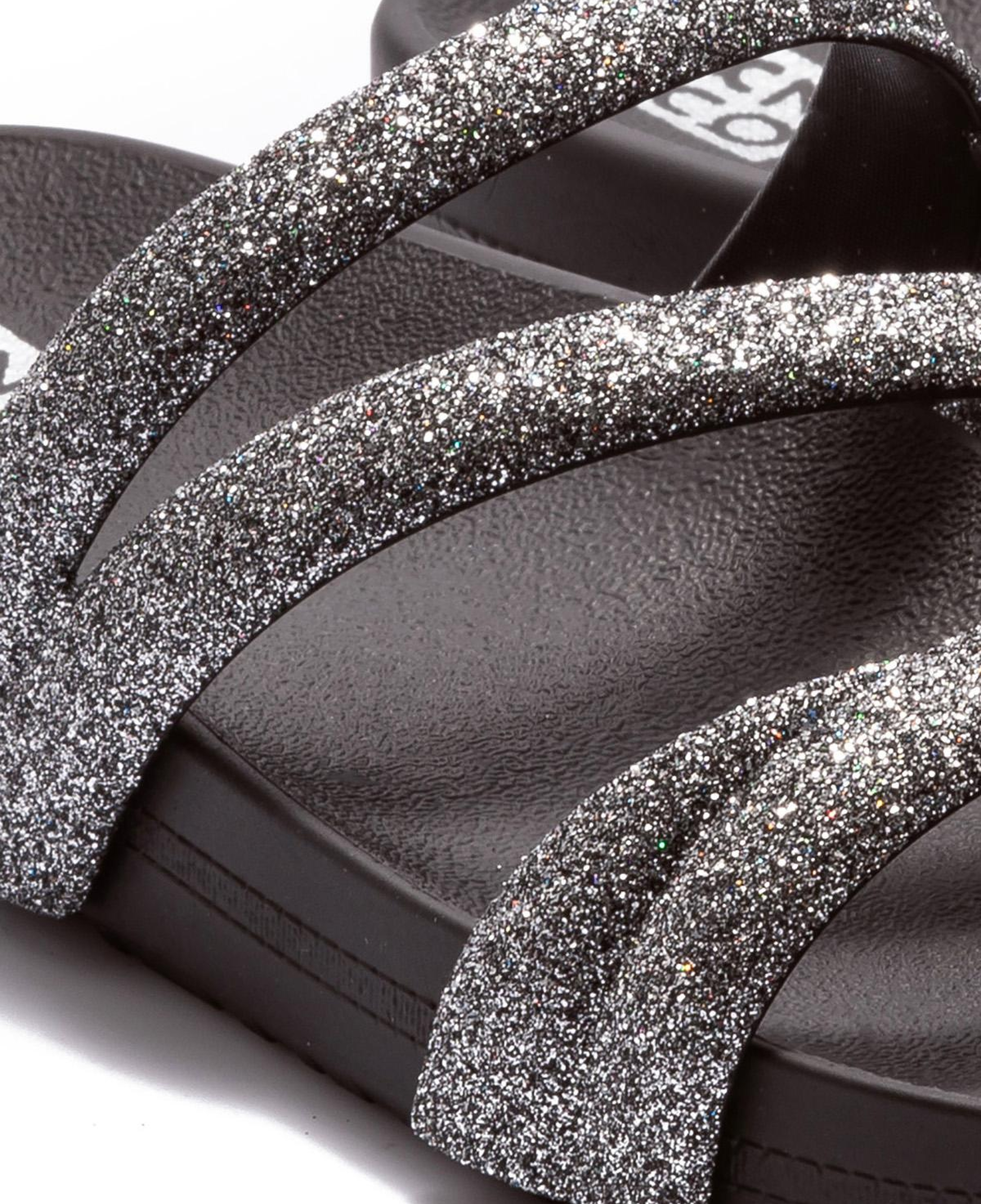 Glitter Tam Ad Kadın Terlik Gri Siyah 35/42
