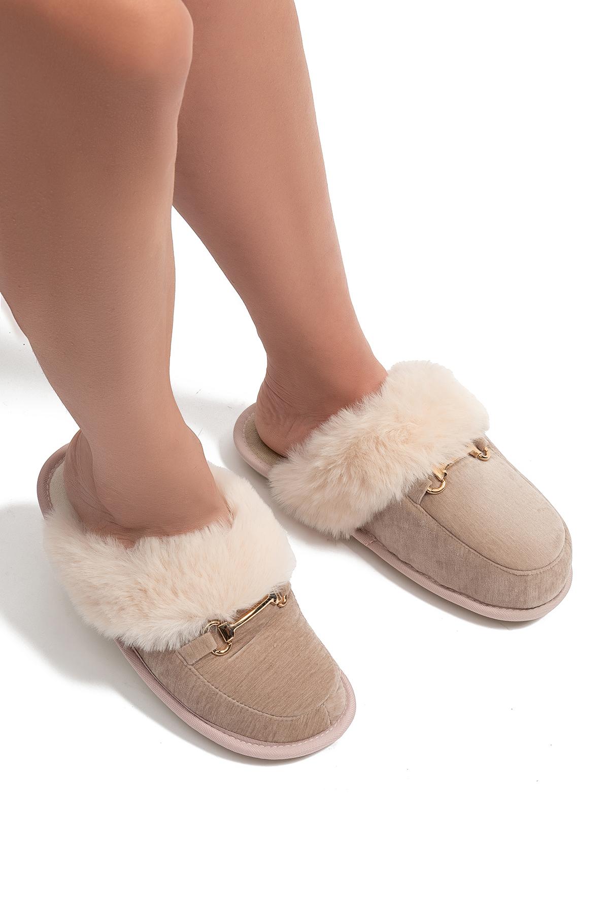 Maya Kadın Tokalı Ev Terliği Bej 37/41