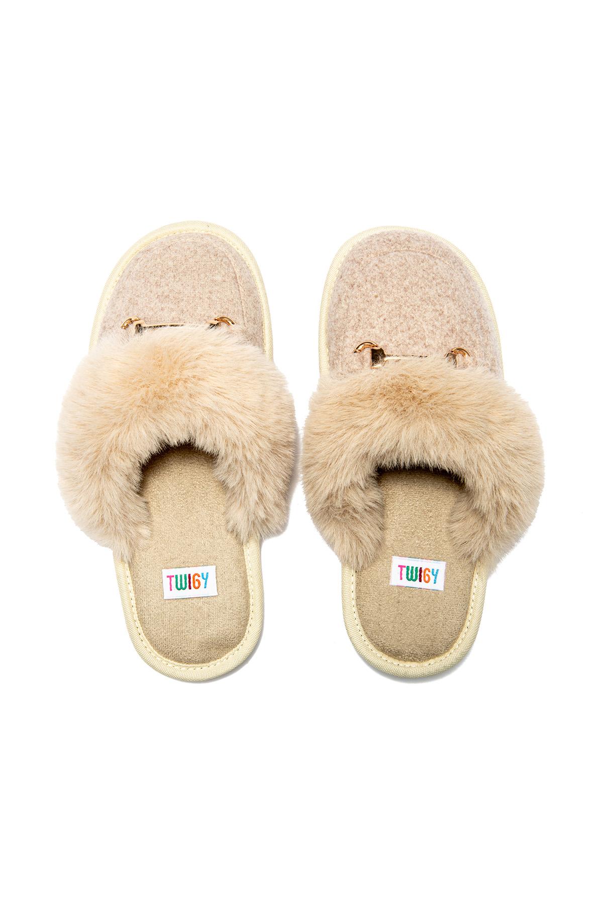 Ania Kadın Tokalı Ev Terliği Bej 37/41