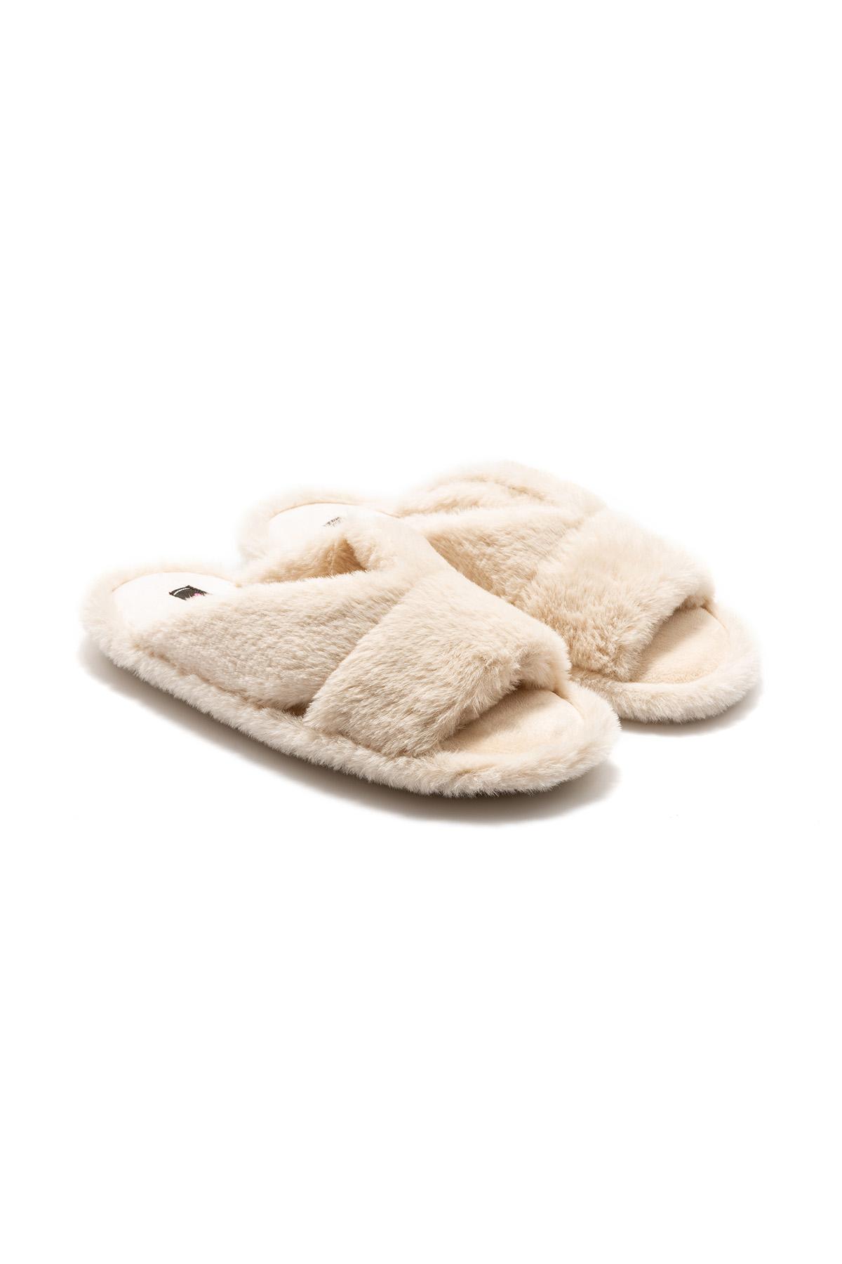 Moli Peluş Kadın Ev Terliği Bej 36/41