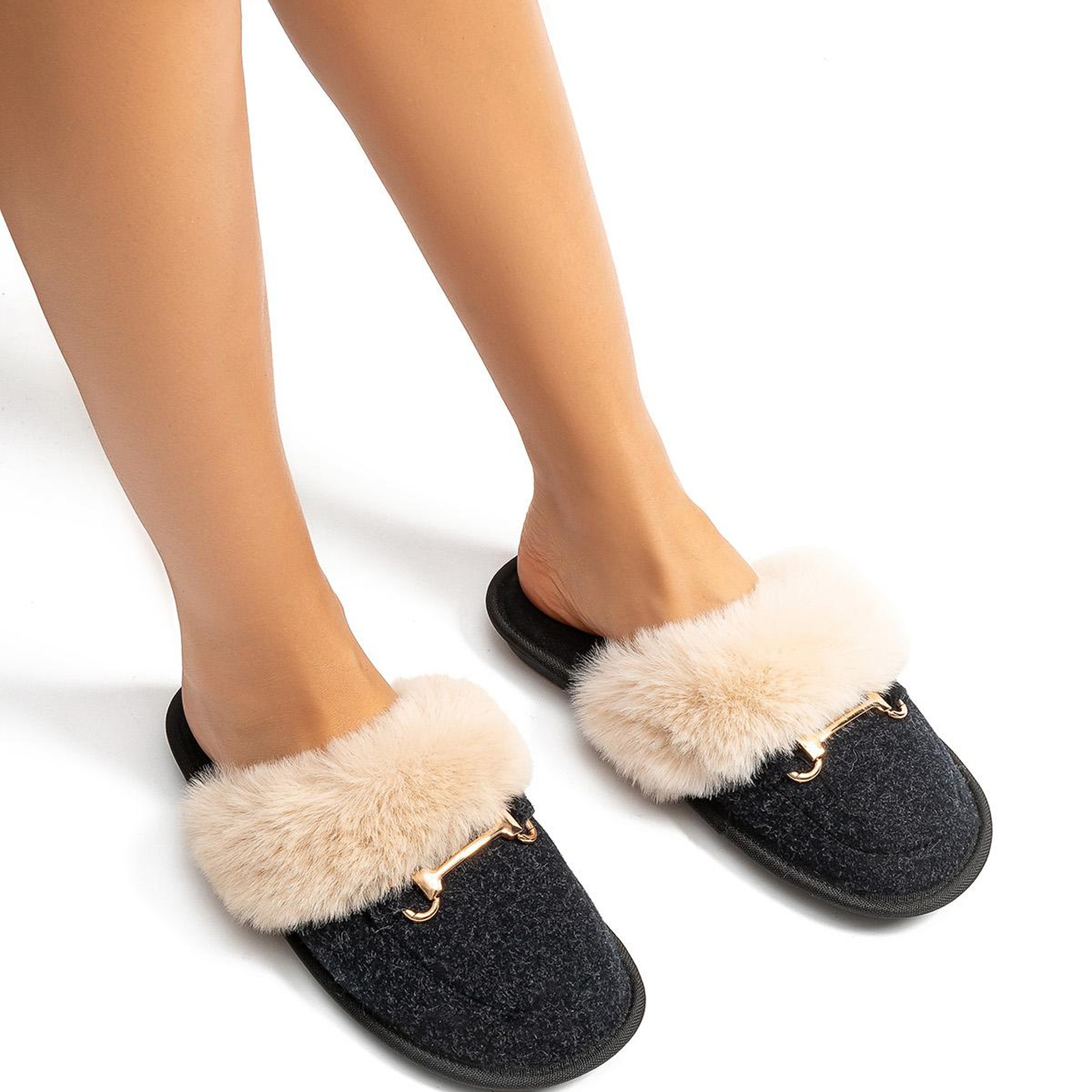 Ania Kadın Tokalı Ev Terliği Siyah 37/41