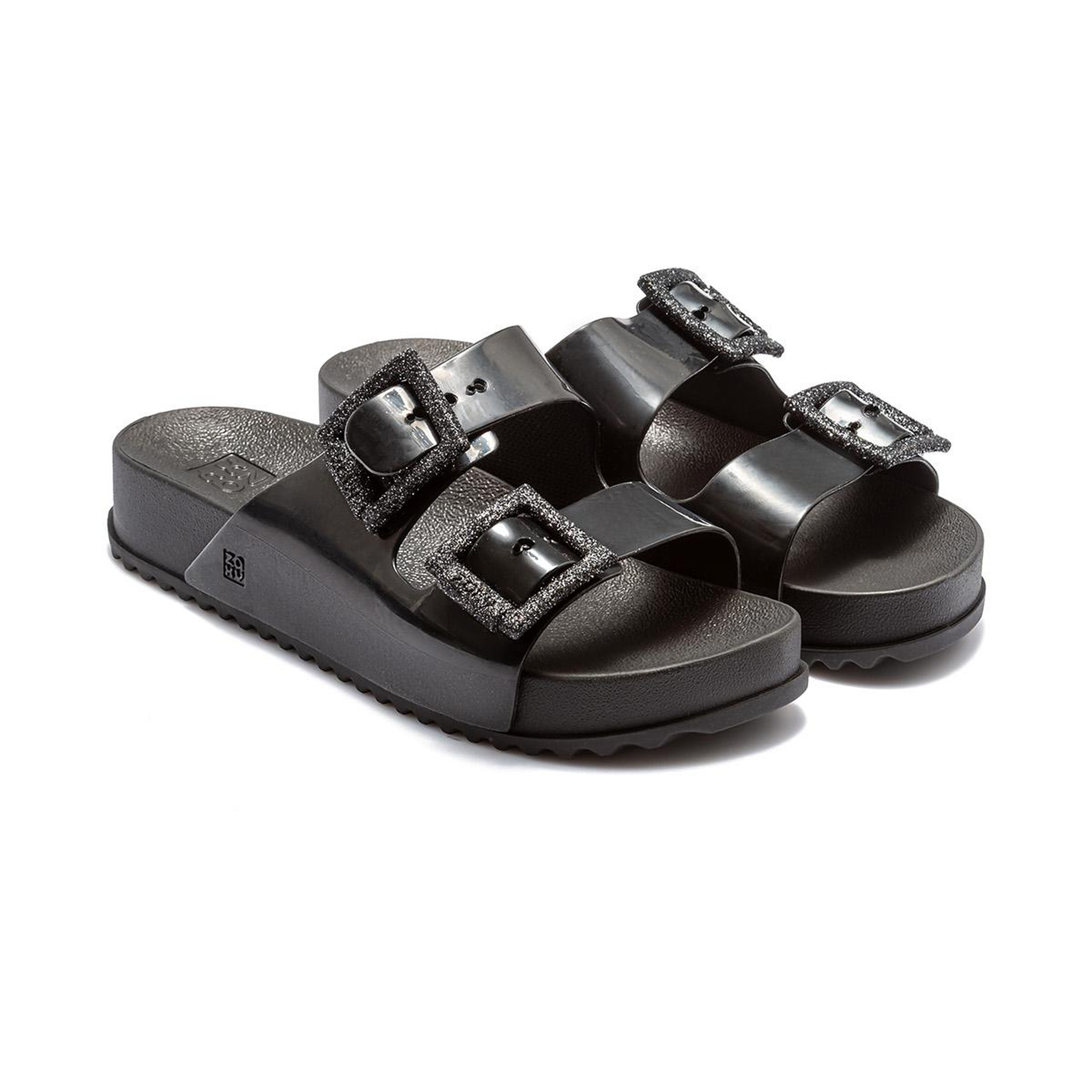 Partner New Çift Bantlı Kadın Terlik Parlak Siyah 35/42