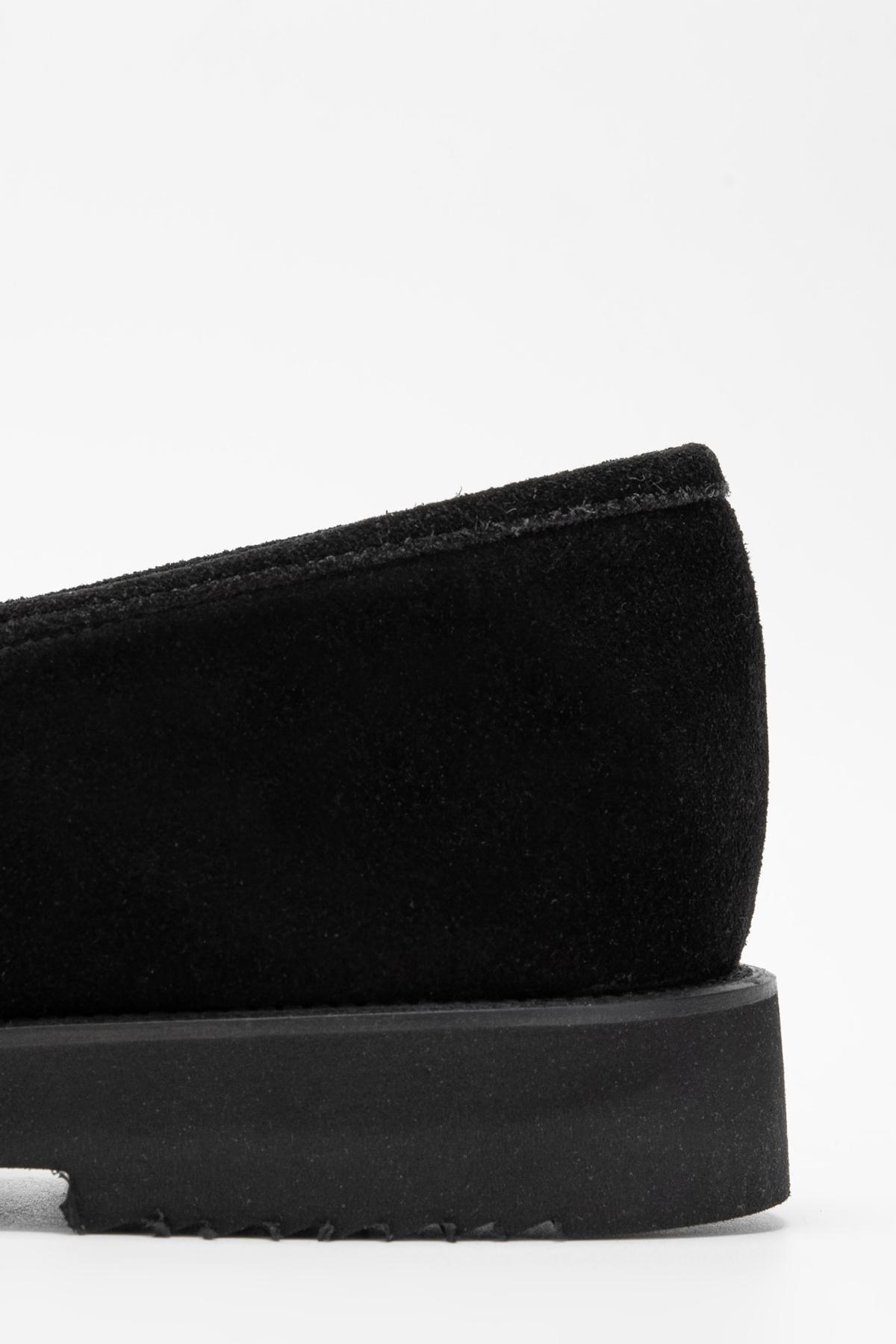 Valmenti Erkek Hakiki Deri Siyah Süet Loafer Ayakkabı