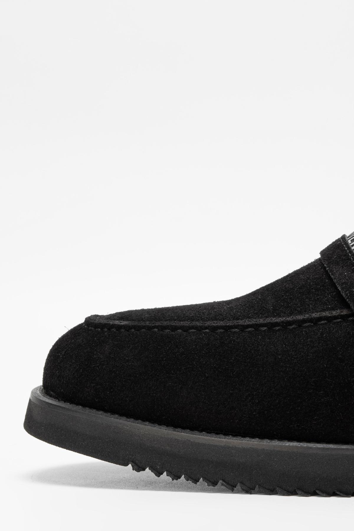 Valmenti Erkek Hakiki Deri Siyah Süet Loafer Ayakkabı