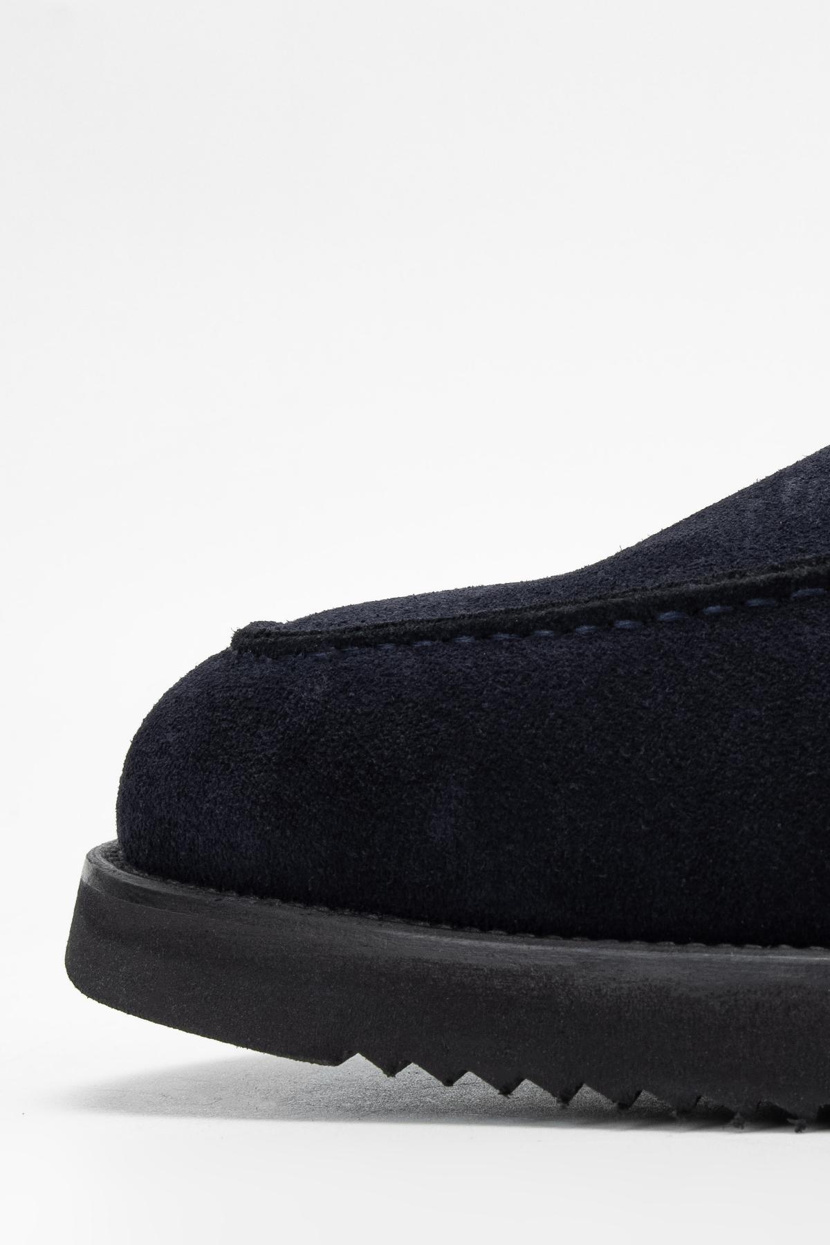 Valmenti Erkek Hakiki Deri Lacivert Süet Loafer Ayakkabı