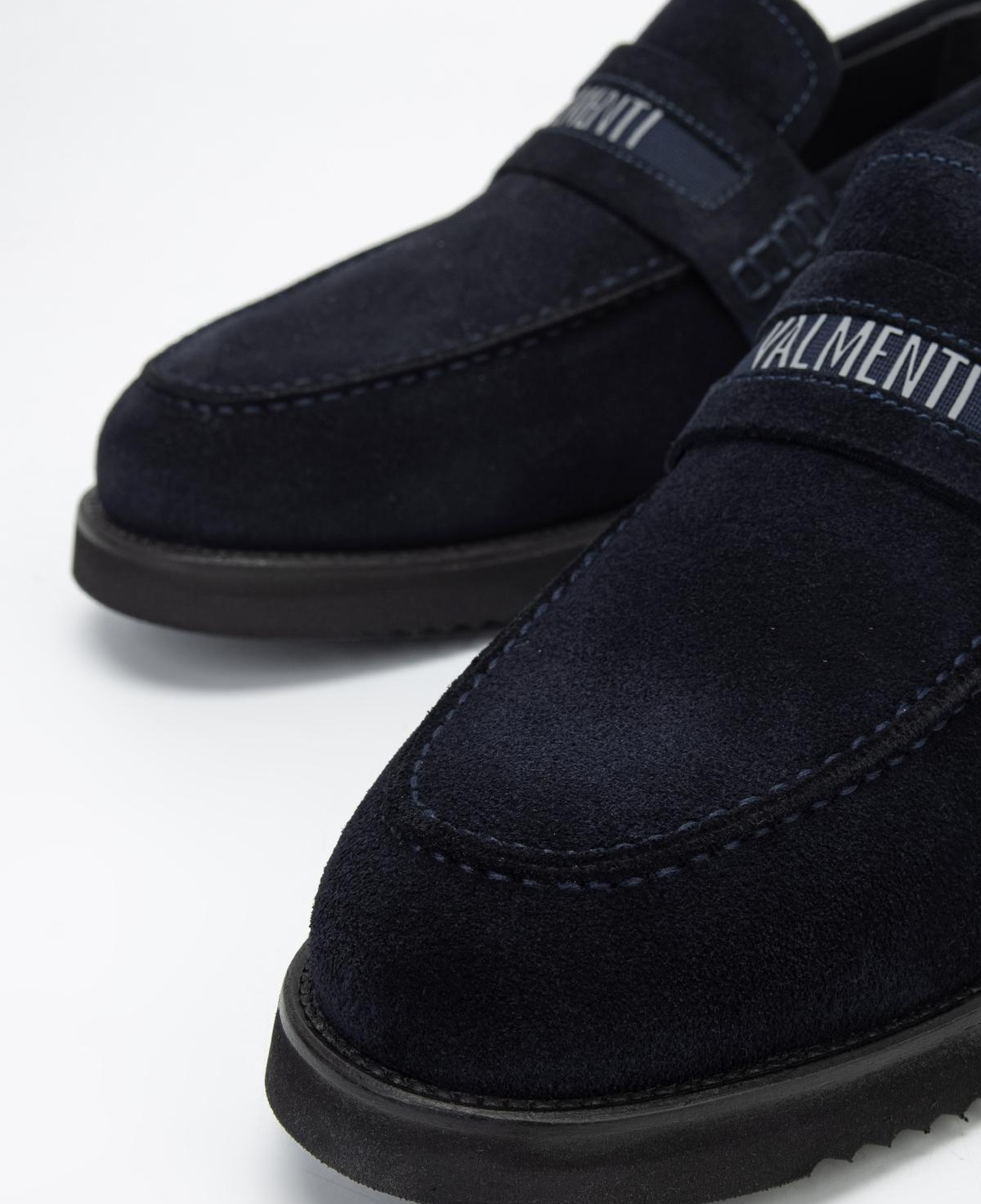 Valmenti Erkek Hakiki Deri Lacivert Süet Loafer Ayakkabı