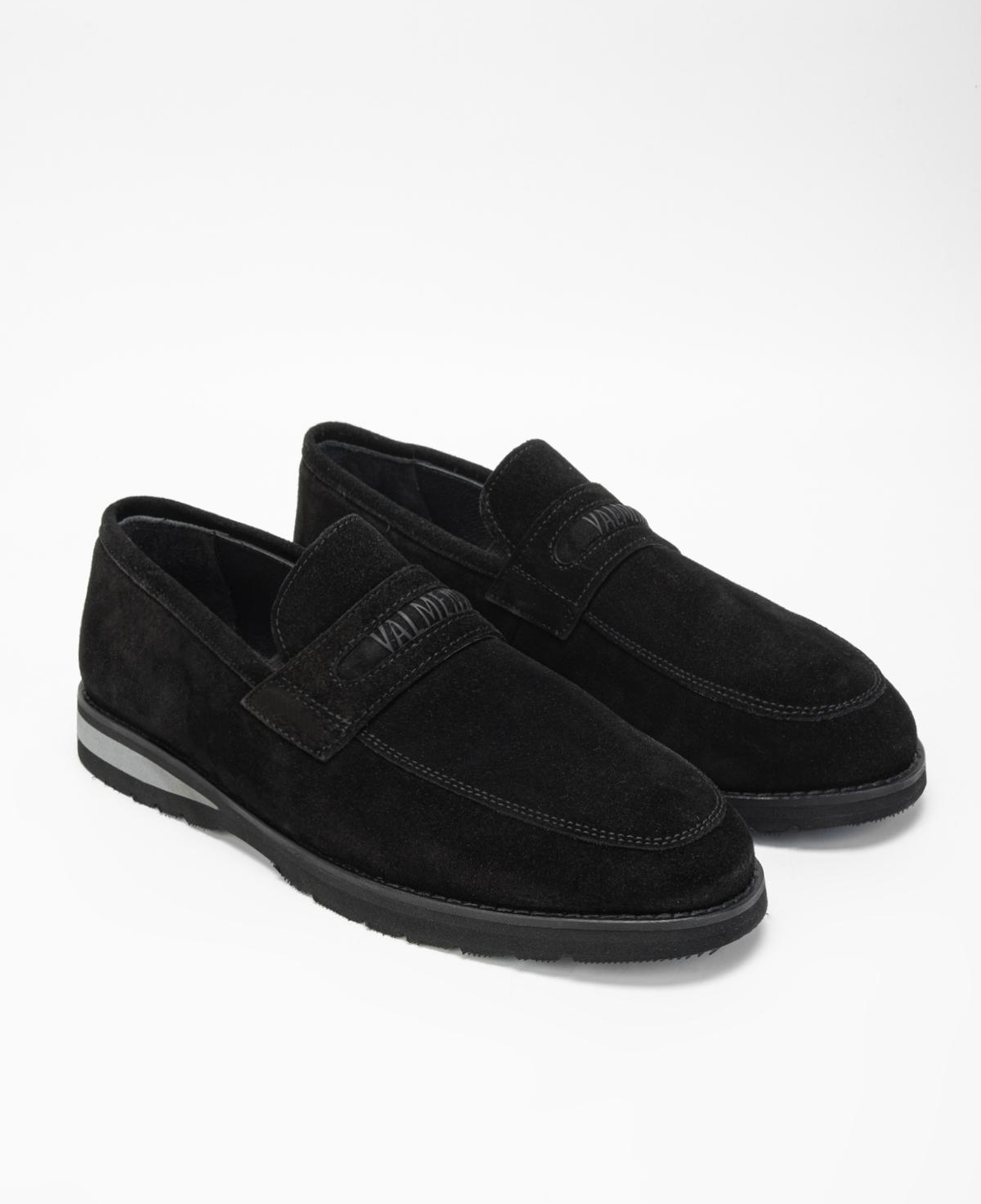 Valmenti Erkek Hakiki Deri Siyah Süet Loafer Ayakkabı