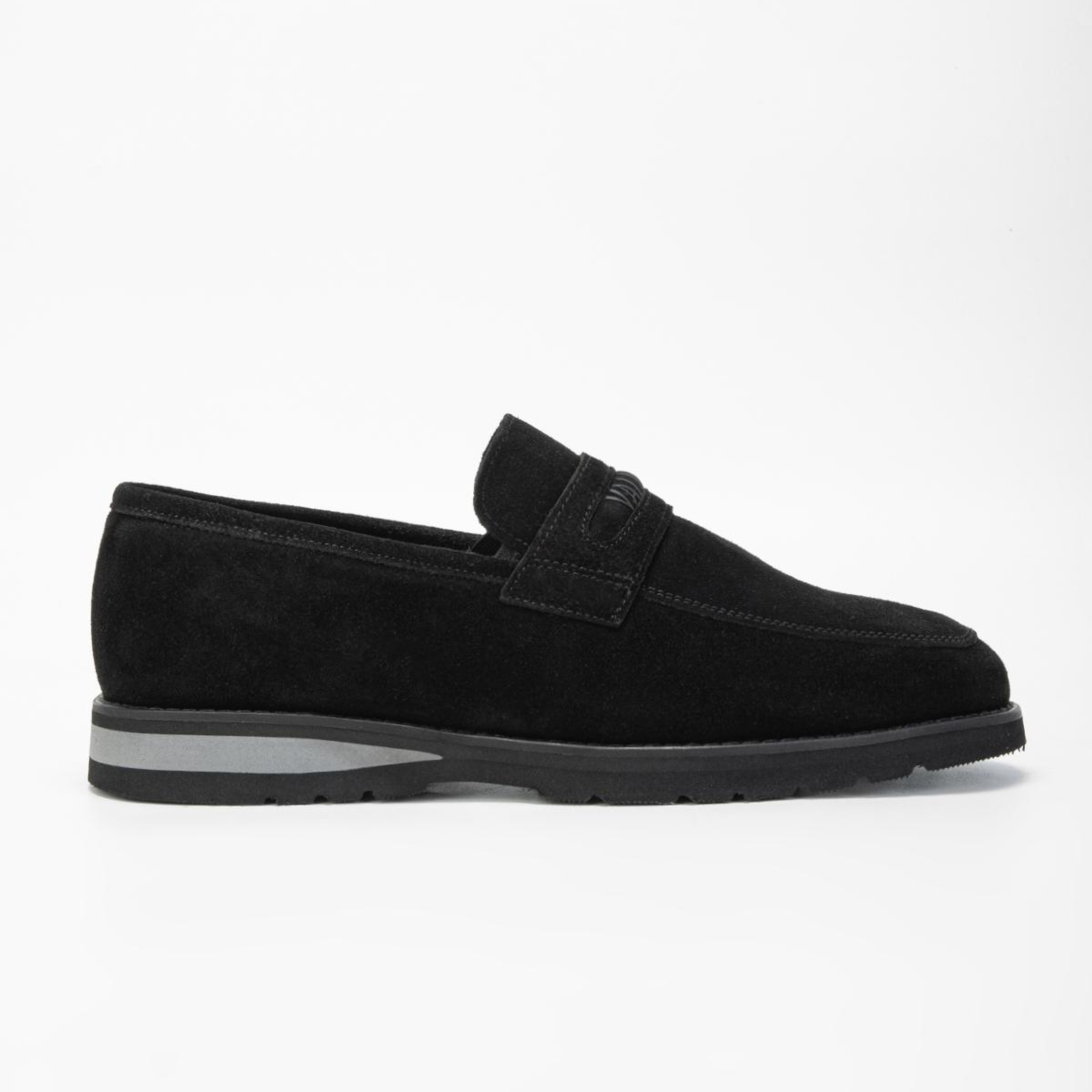 Valmenti Erkek Hakiki Deri Siyah Süet Loafer Ayakkabı