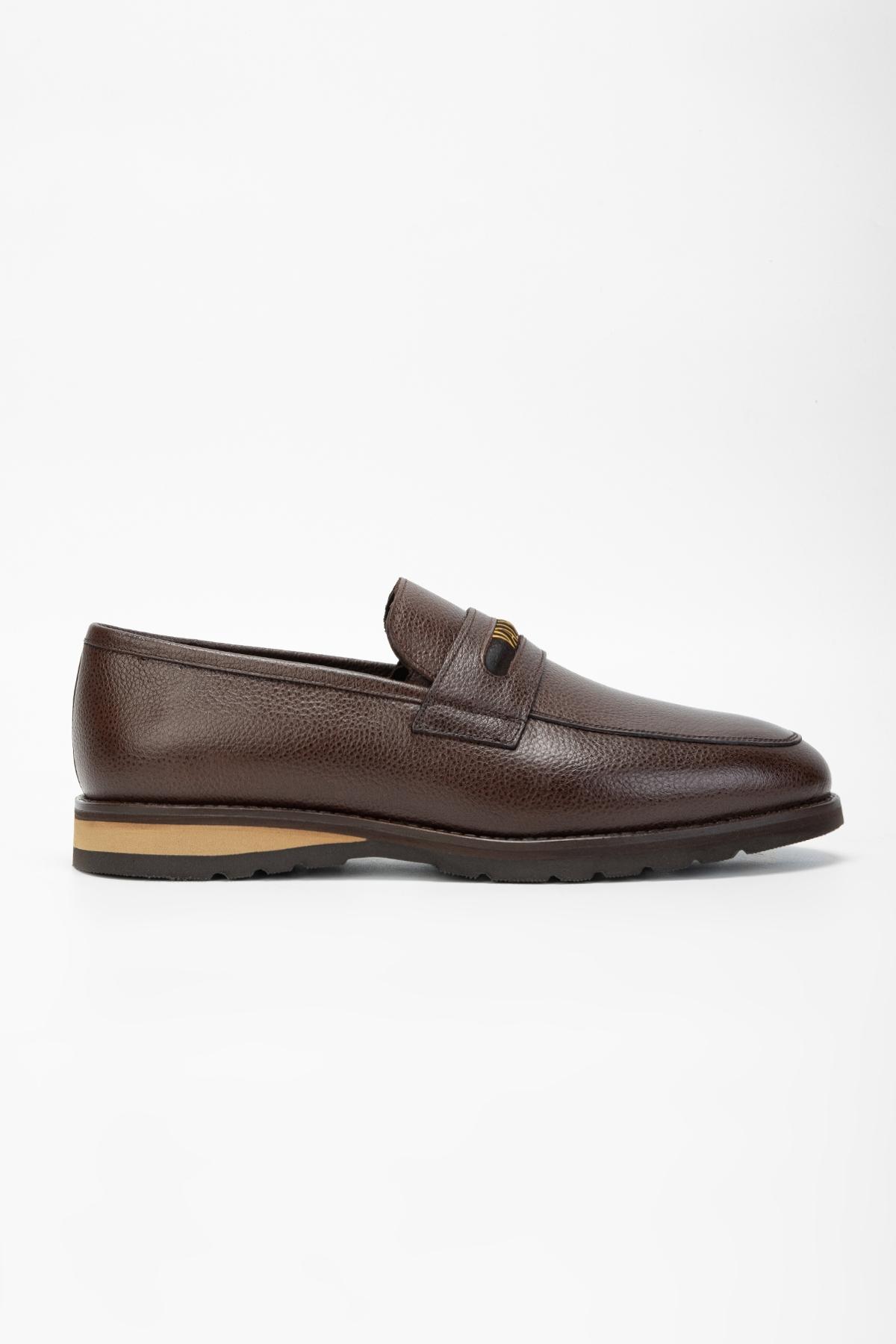 Valmenti Erkek Hakiki Deri Kahverengi Loafer Ayakkabı