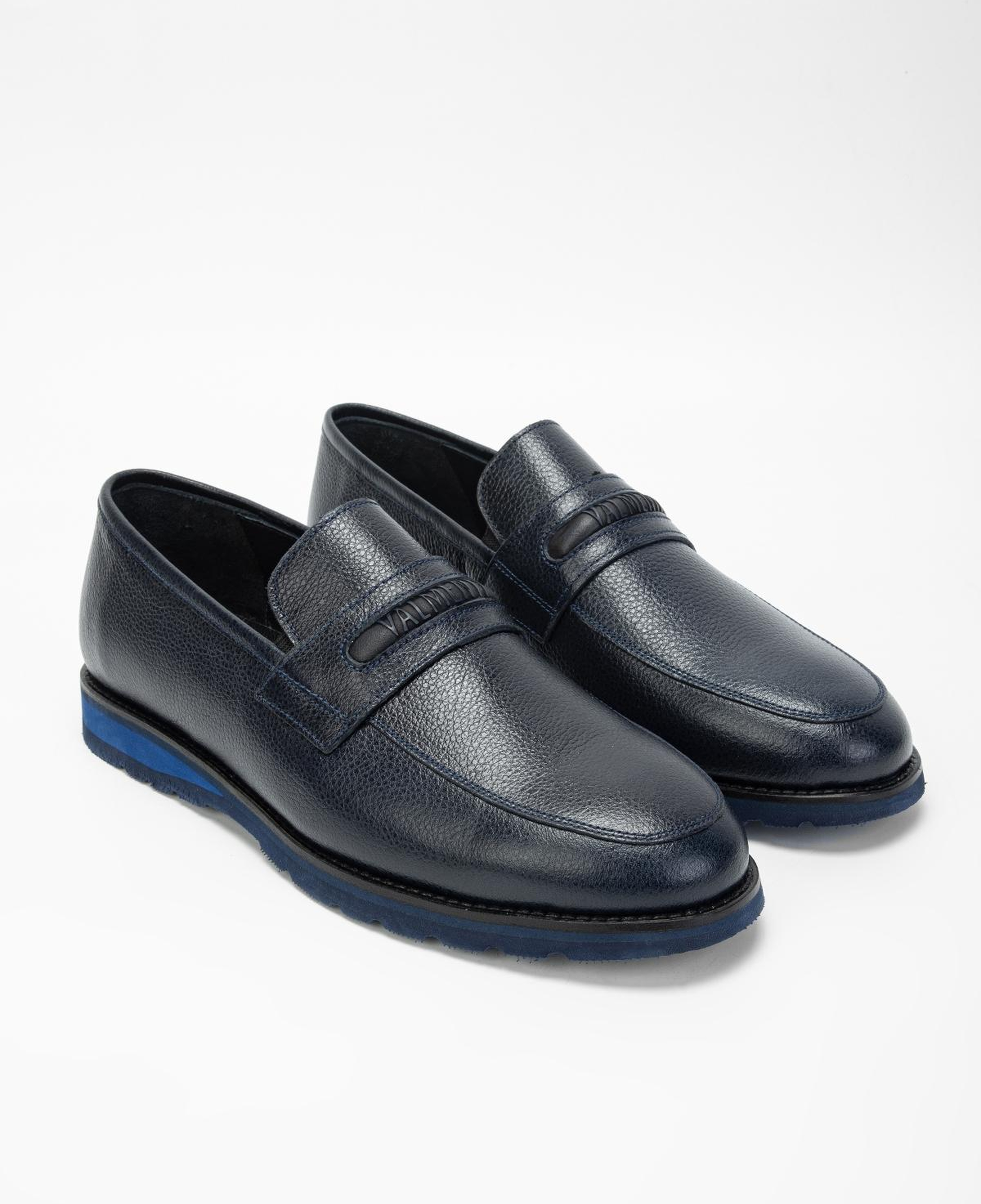 Valmenti Erkek Hakiki Deri Lacivert Loafer Ayakkabı