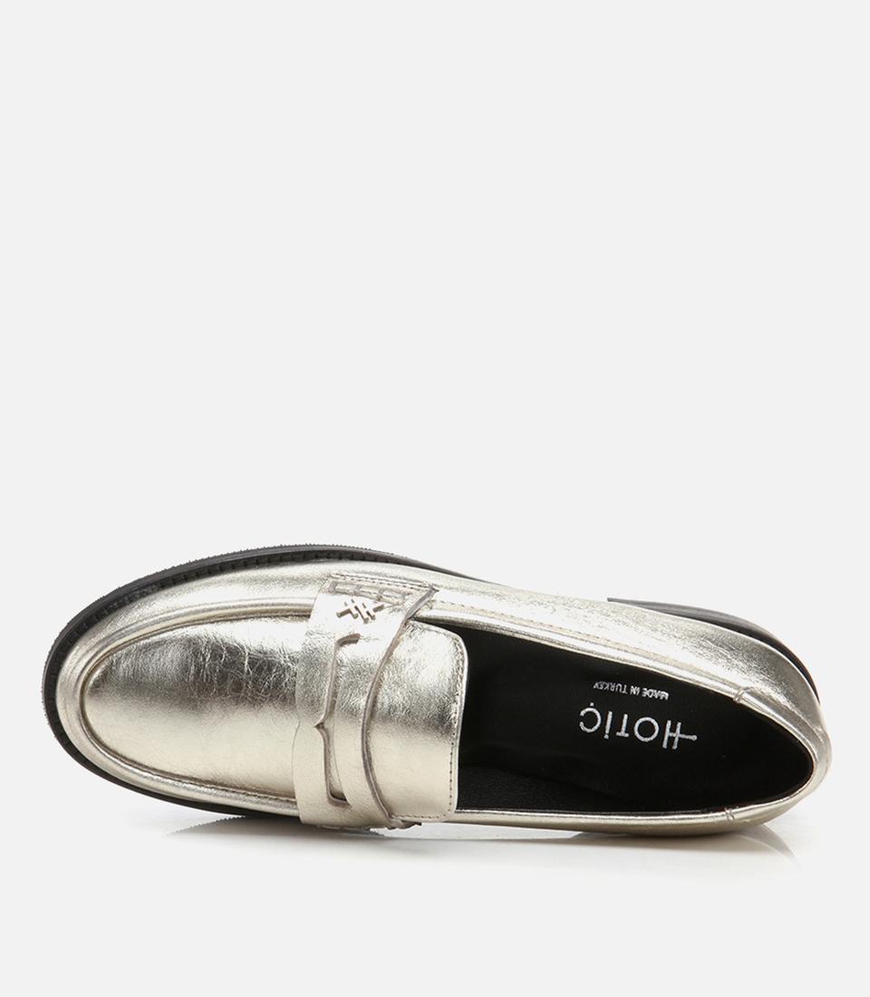 Kadın Deri Gold Loafer