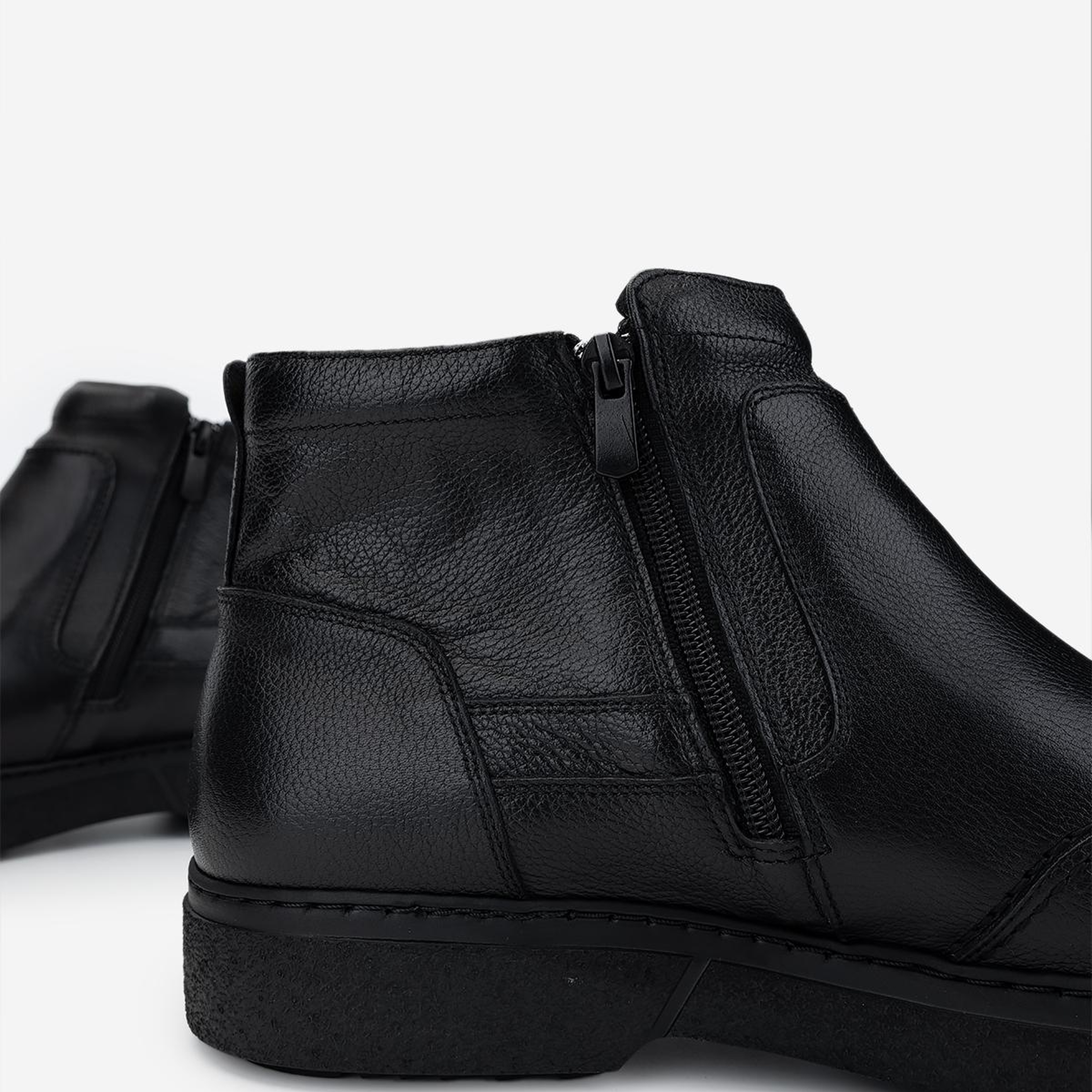 Valmenti Erkek Hakiki Deri Siyah Casual Bot