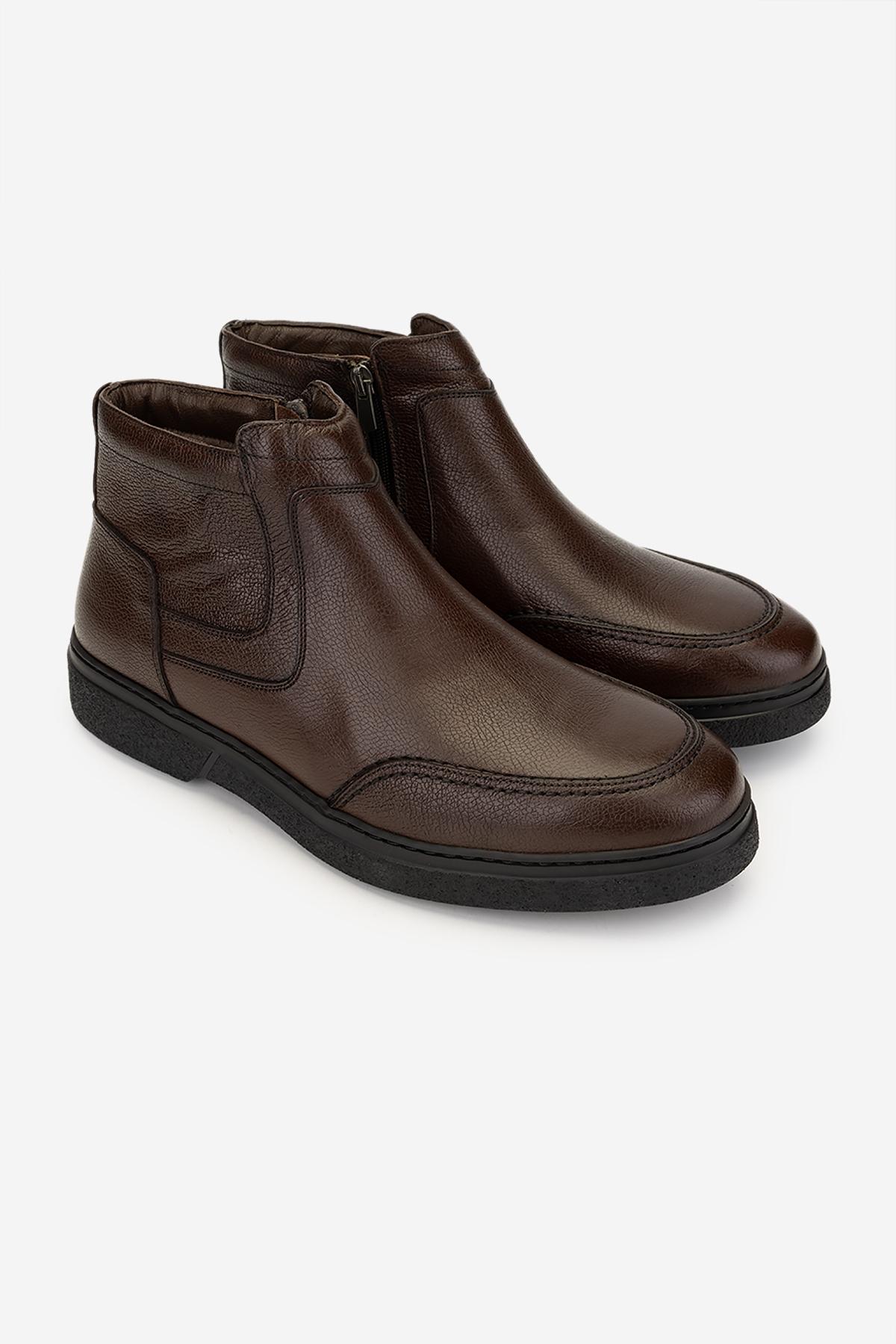 Valmenti Erkek Hakiki Deri Kahverengi Casual Bot
