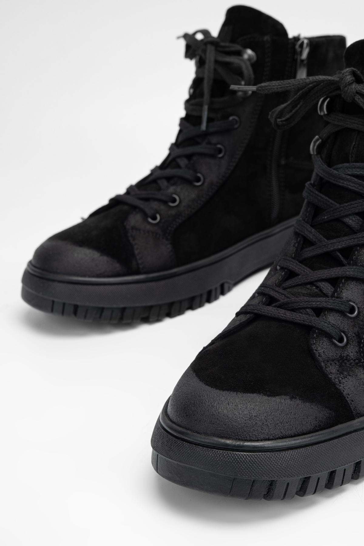 Valmenti Erkek Hakiki Deri Siyah Casual Bot