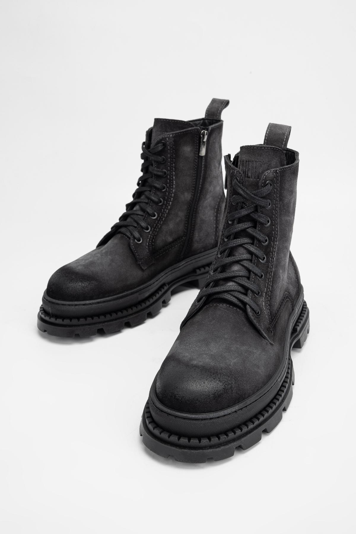 Valmenti Erkek Hakiki Deri Siyah Casual Bot