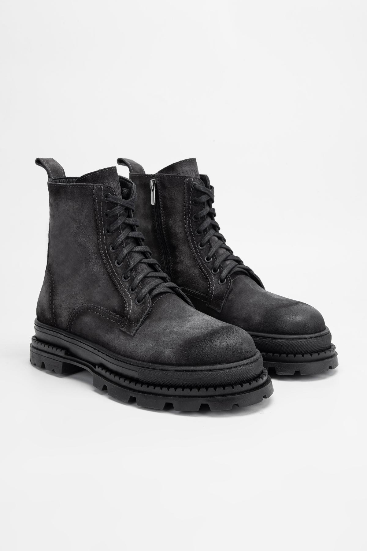 Valmenti Erkek Hakiki Deri Siyah Casual Bot