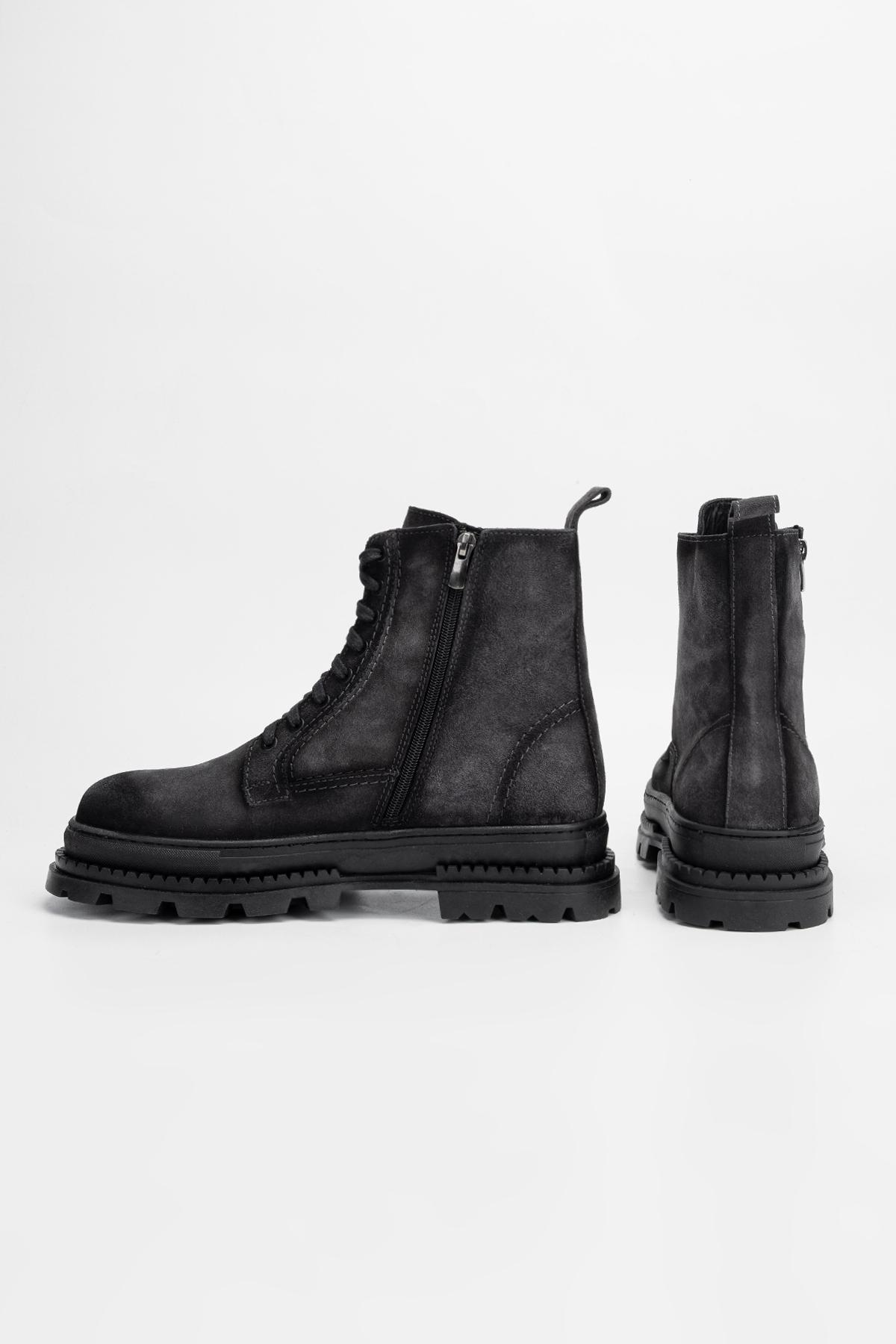 Valmenti Erkek Hakiki Deri Siyah Casual Bot