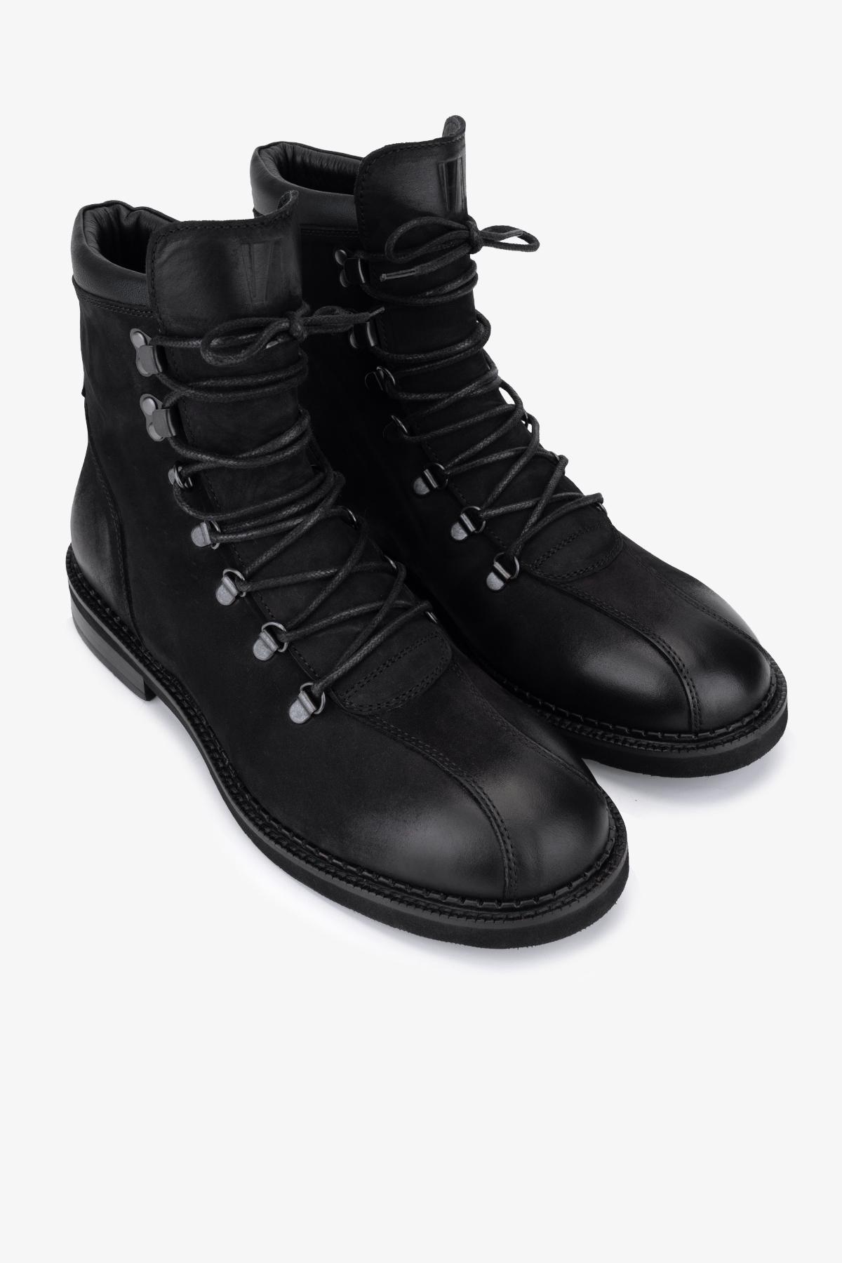 Valmenti Erkek Hakiki Deri Siyah Düz Bot