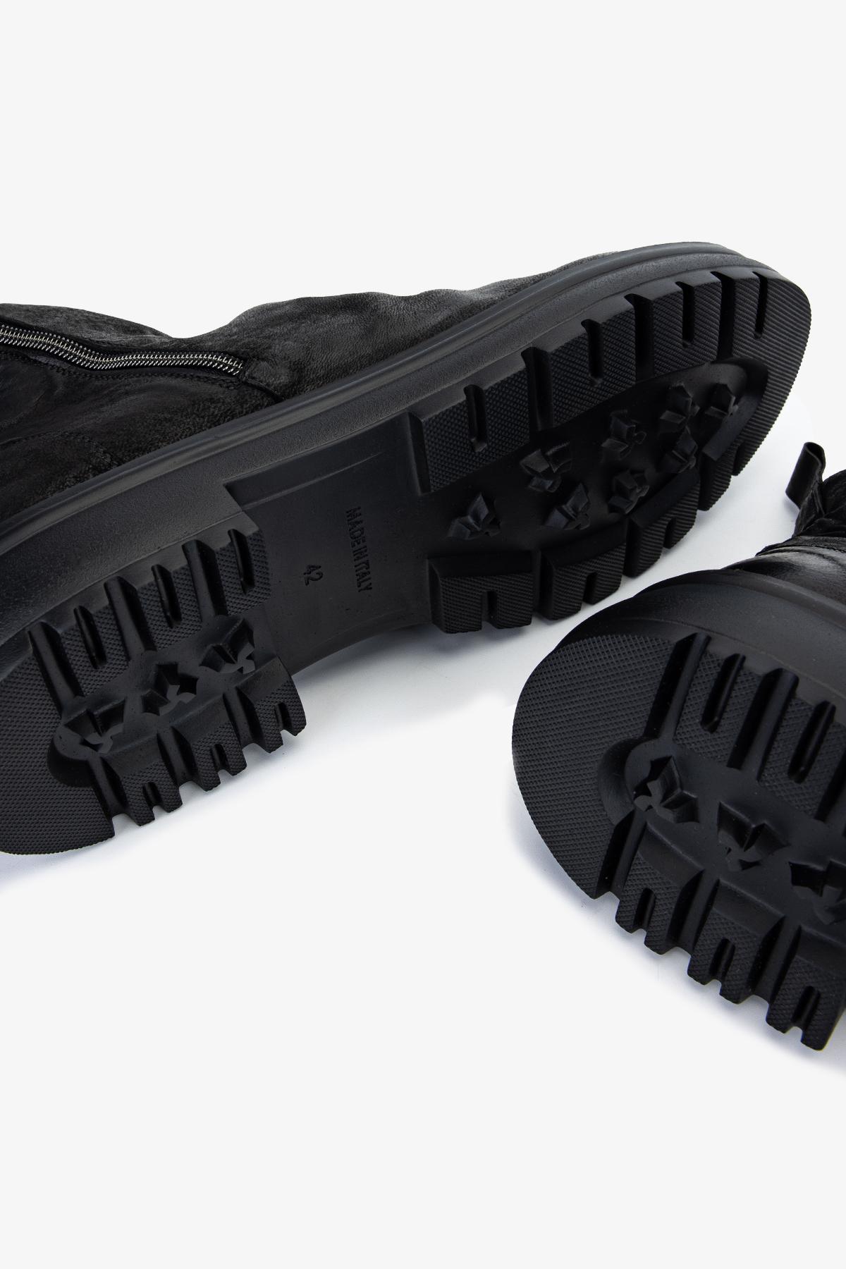 Valmenti Erkek Hakiki Deri Siyah Casual Bot