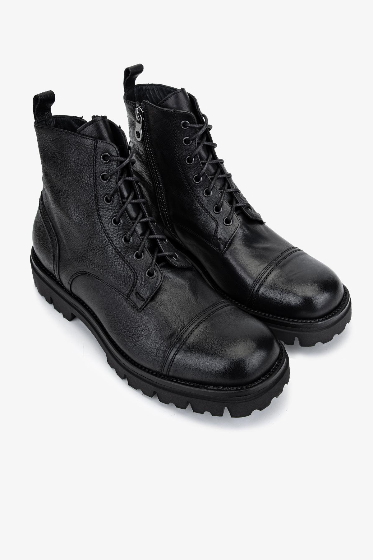 Valmenti Erkek Hakiki Deri Siyah Casual Bot