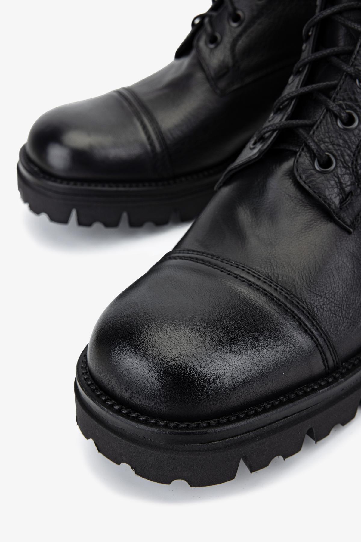 Valmenti Erkek Hakiki Deri Siyah Casual Bot