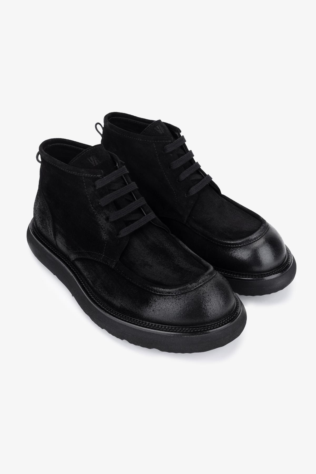 Valmenti Erkek Hakiki Deri Siyah Casual Bot