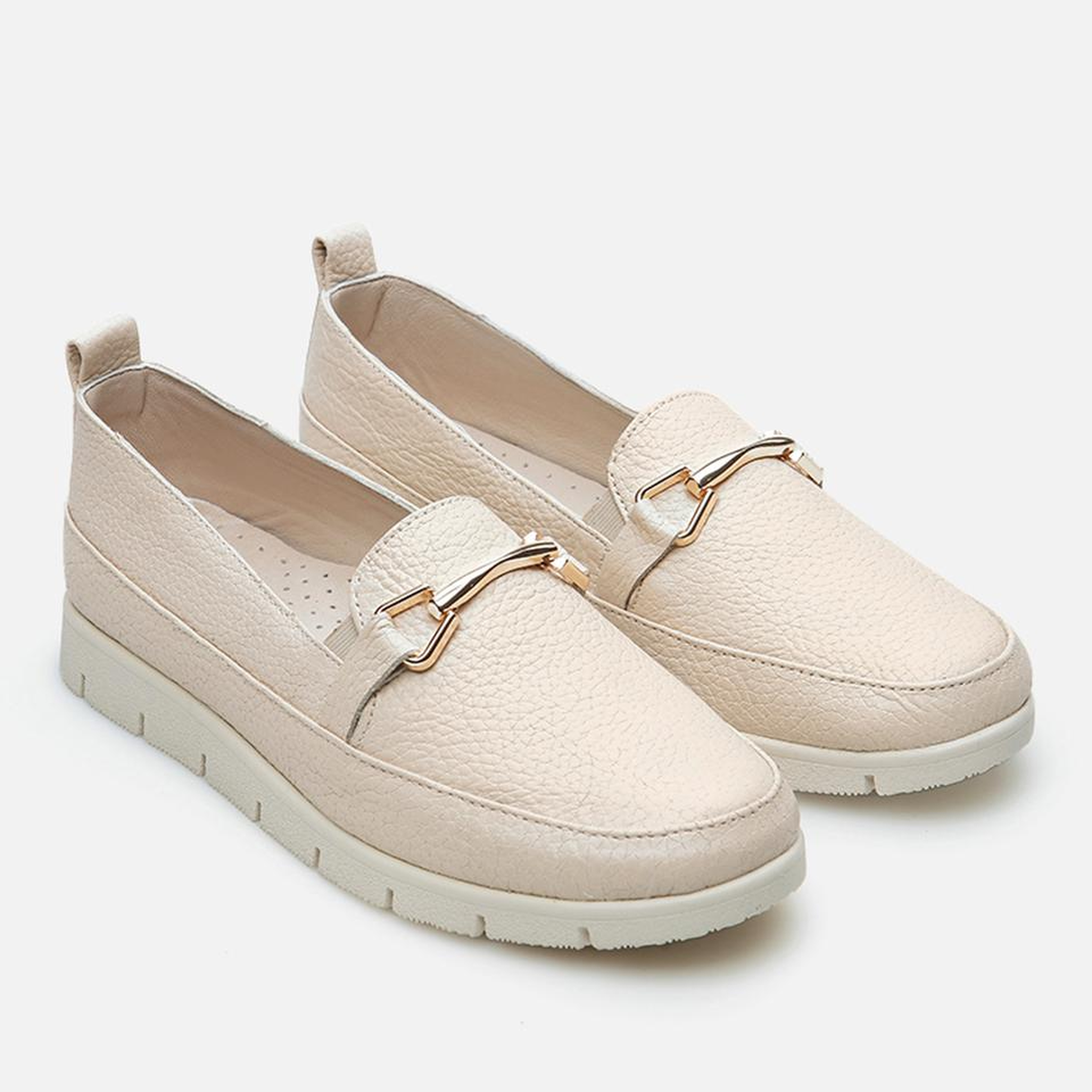 Kadın Deri Bej Loafer