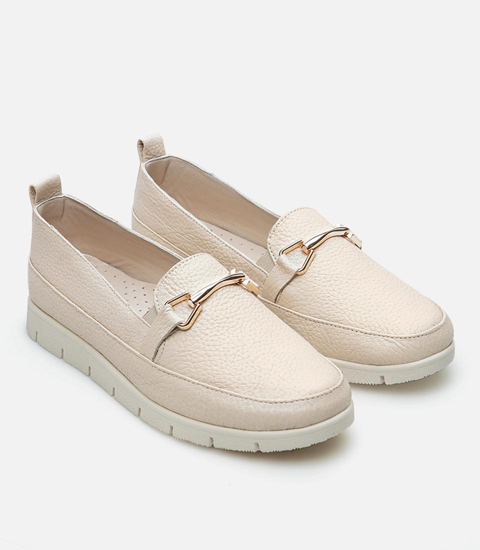 Kadın Deri Bej Loafer