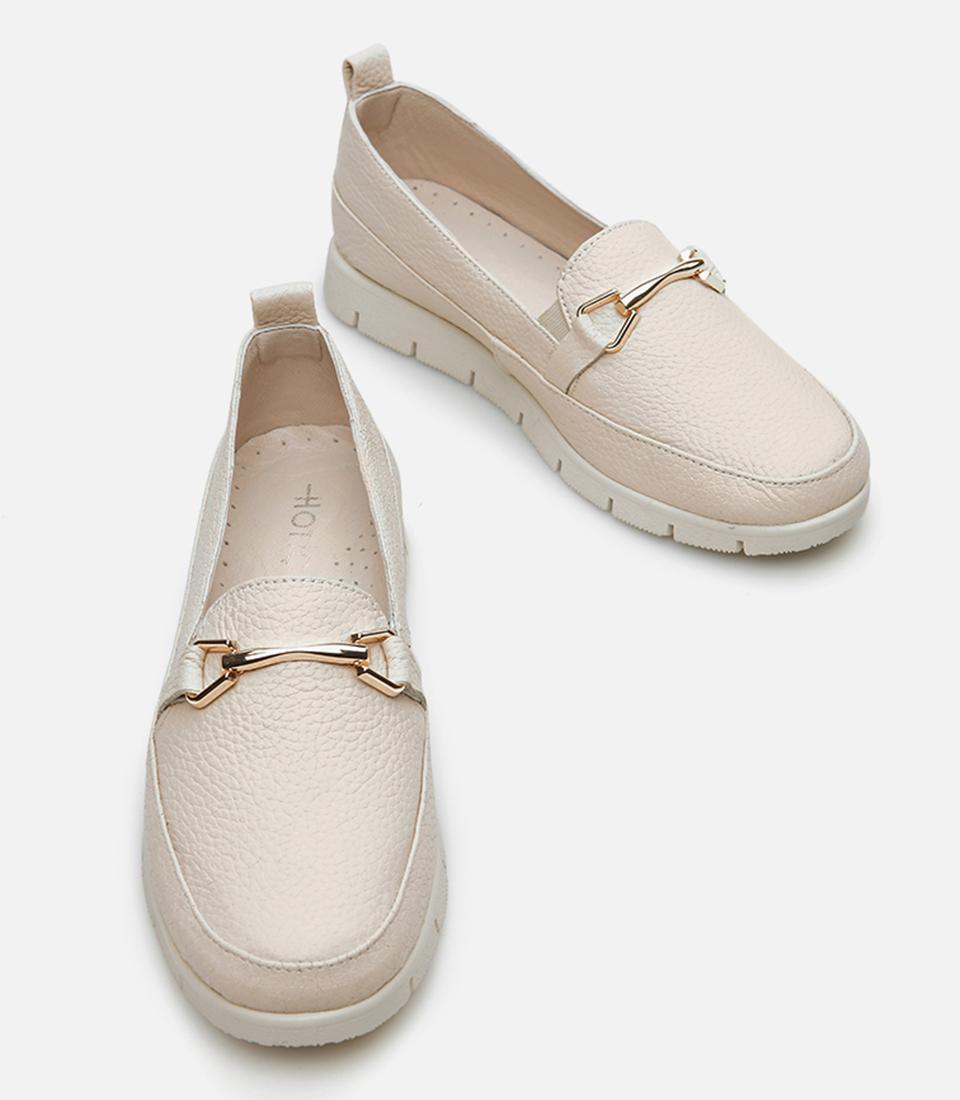 Kadın Deri Bej Loafer