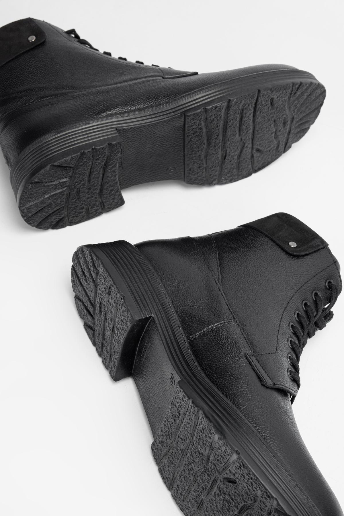 Valmenti Erkek Hakiki Deri Siyah Floter POSTAL Bot