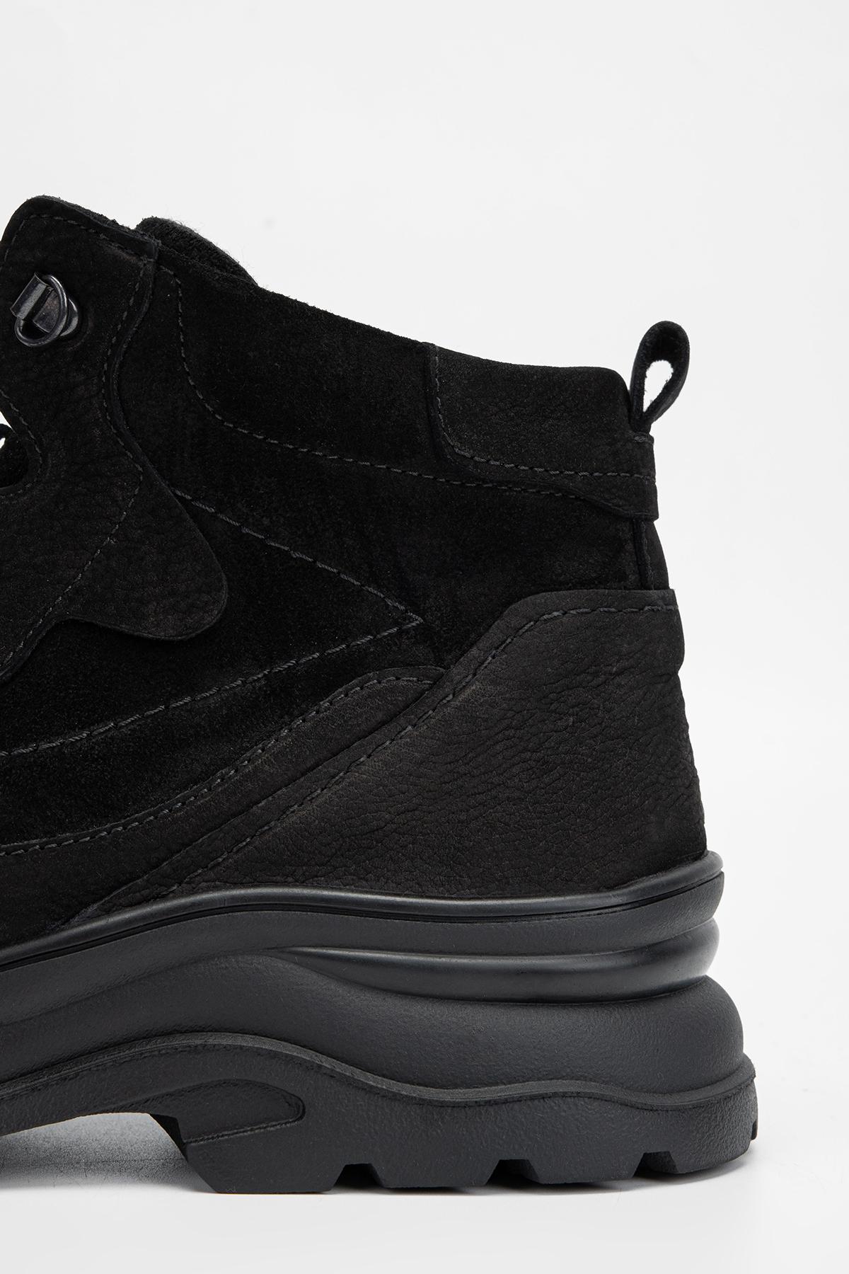 Valmenti Erkek Hakiki Deri Siyah Nubuk Casual Bot