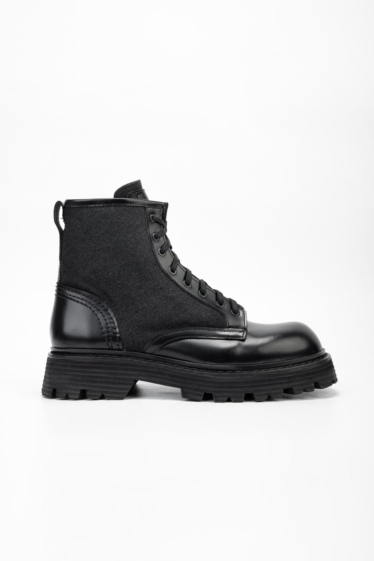 Valmenti Erkek Hakiki Deri Siyah Açma Casual Bot